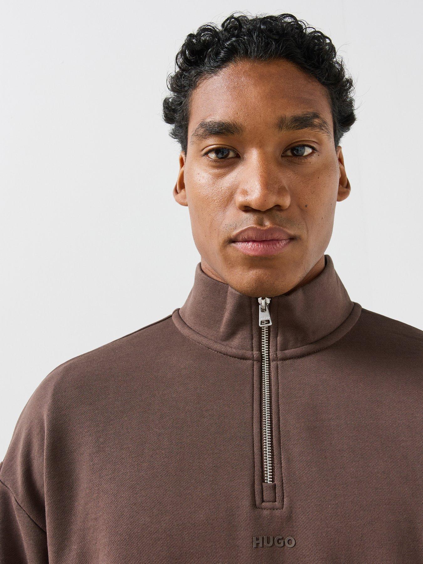 Image 4 of 5 of HUGO Hugo Durty244 Relaxed Fit 1/4 Zip Sweat - Brown