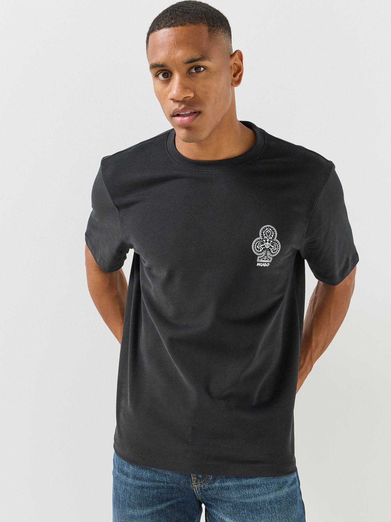Image 1 of 5 of HUGO Hugo Dulos Ace Card Logo Relaxed Fit T-shirt - Black