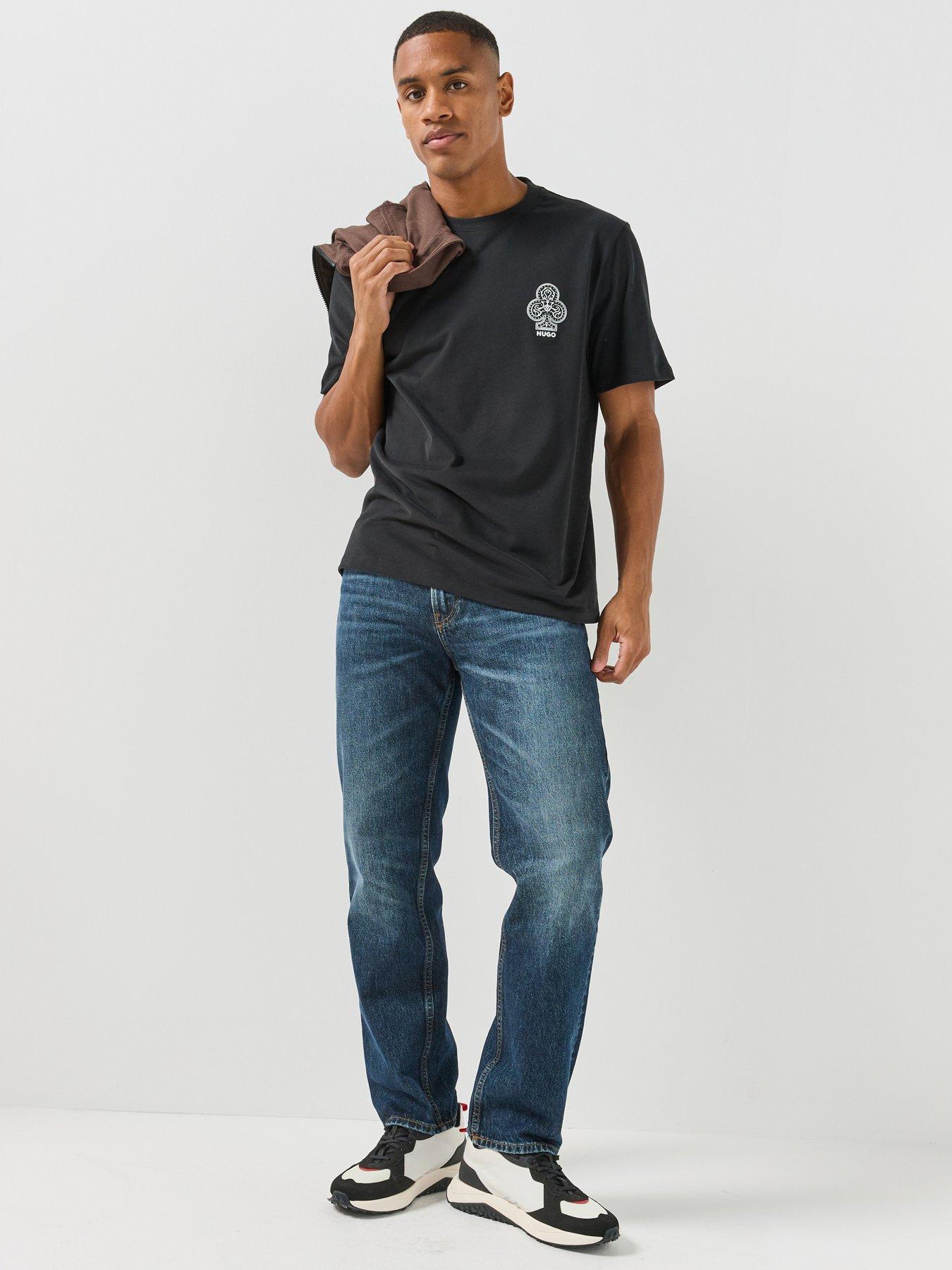 Image 3 of 5 of HUGO Hugo Dulos Ace Card Logo Relaxed Fit T-shirt - Black