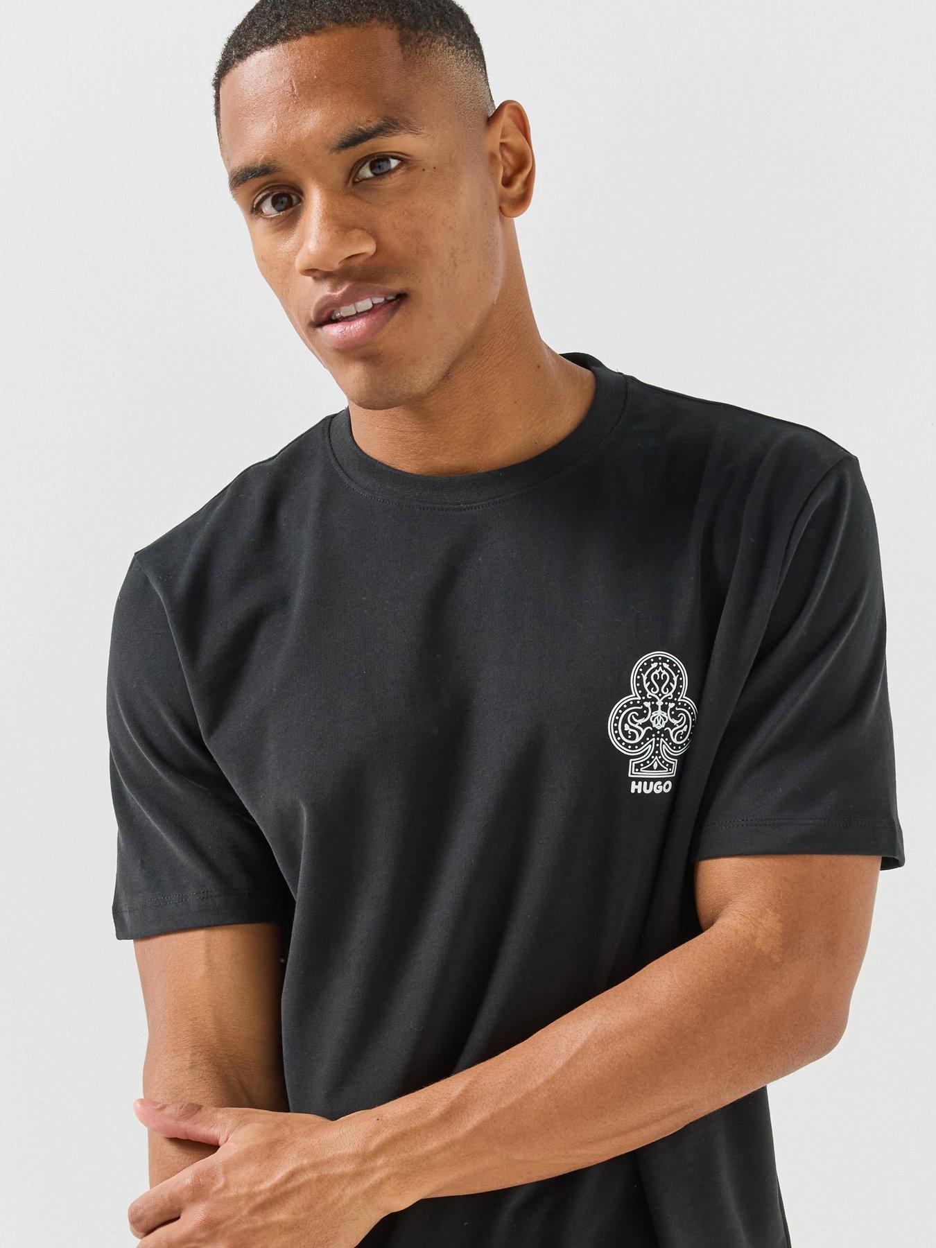 Image 4 of 5 of HUGO Hugo Dulos Ace Card Logo Relaxed Fit T-shirt - Black