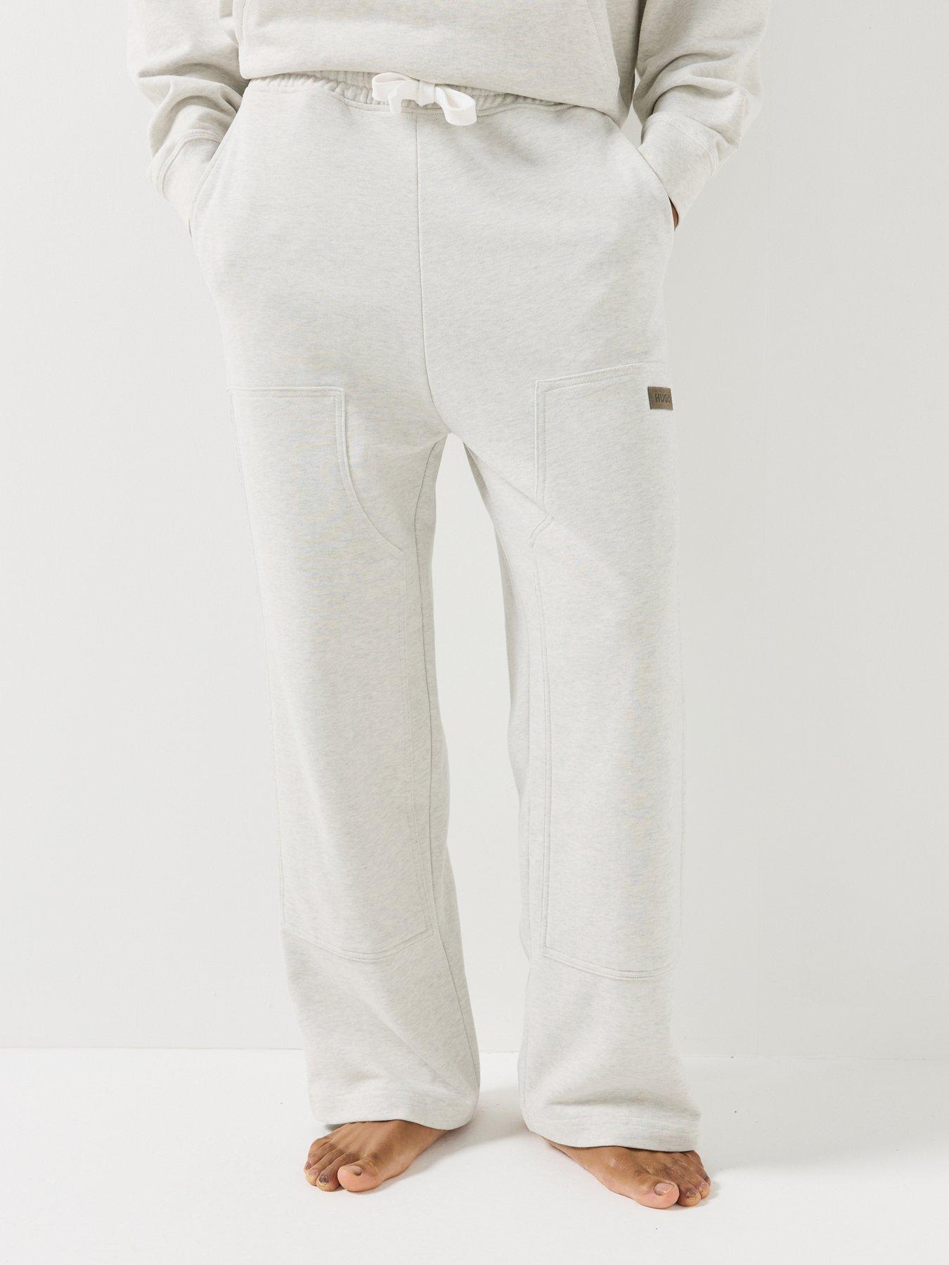 Image 1 of 6 of HUGO Blue Mens Loose Fit Cotton Jersey Jogging Bottoms - Light Grey
