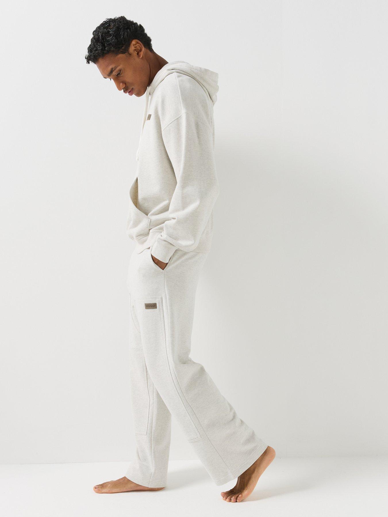 Image 3 of 6 of HUGO Blue Mens Loose Fit Cotton Jersey Jogging Bottoms - Light Grey