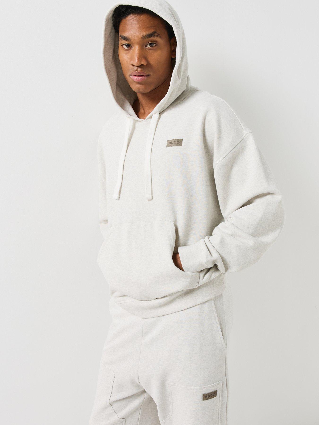 Image 4 of 6 of HUGO Blue Mens Loose Fit Cotton Jersey Jogging Bottoms - Light Grey
