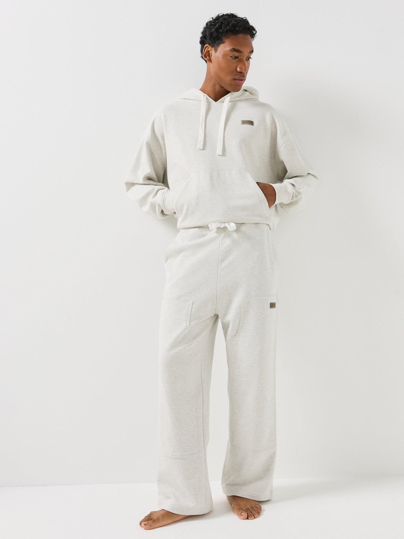 Image 6 of 6 of HUGO Blue Mens Loose Fit Cotton Jersey Jogging Bottoms - Light Grey