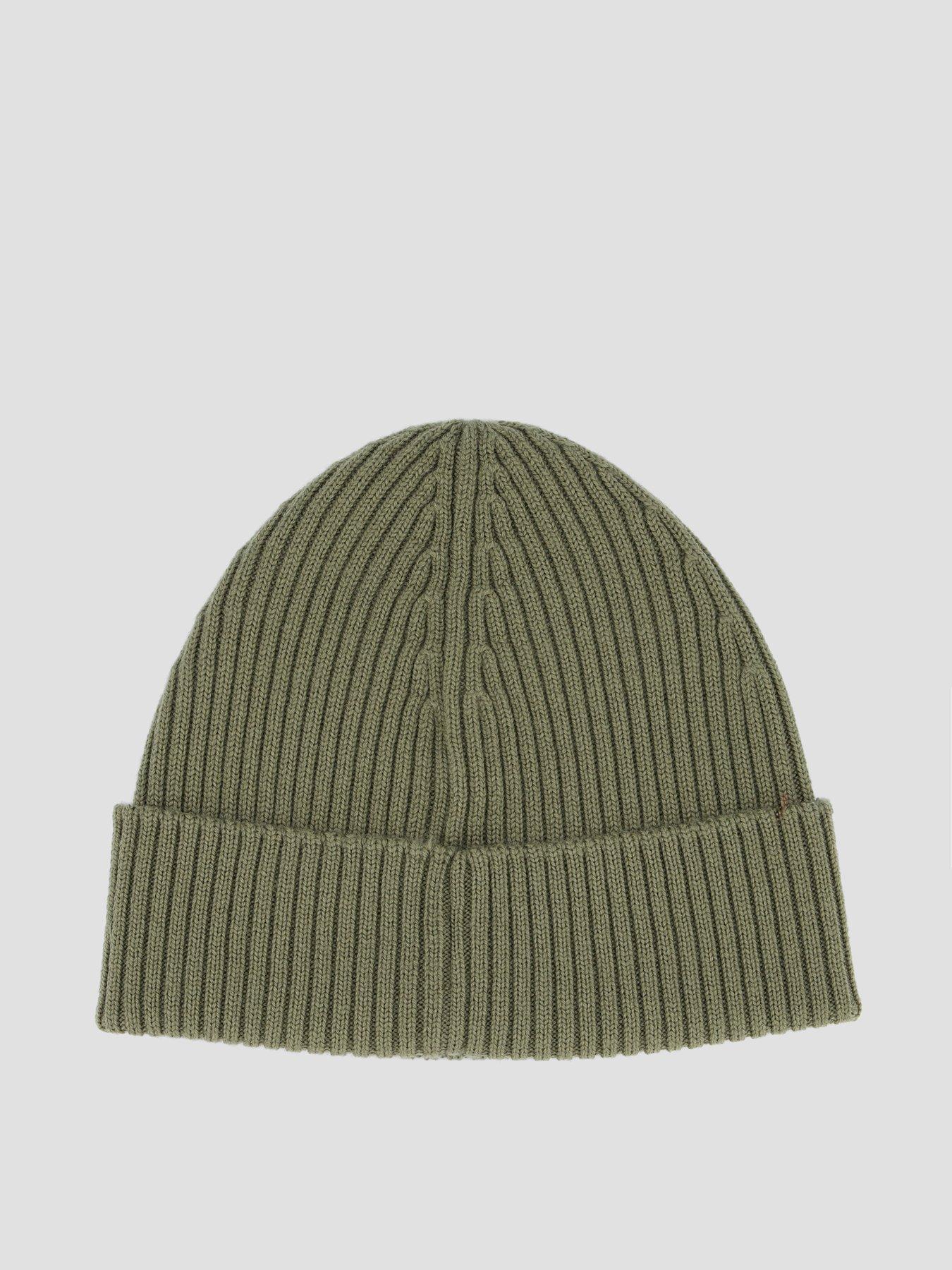 Image 2 of 4 of HUGO Mens Virgin Wool Ribbed Turn-Up Beanie Hat - Green
