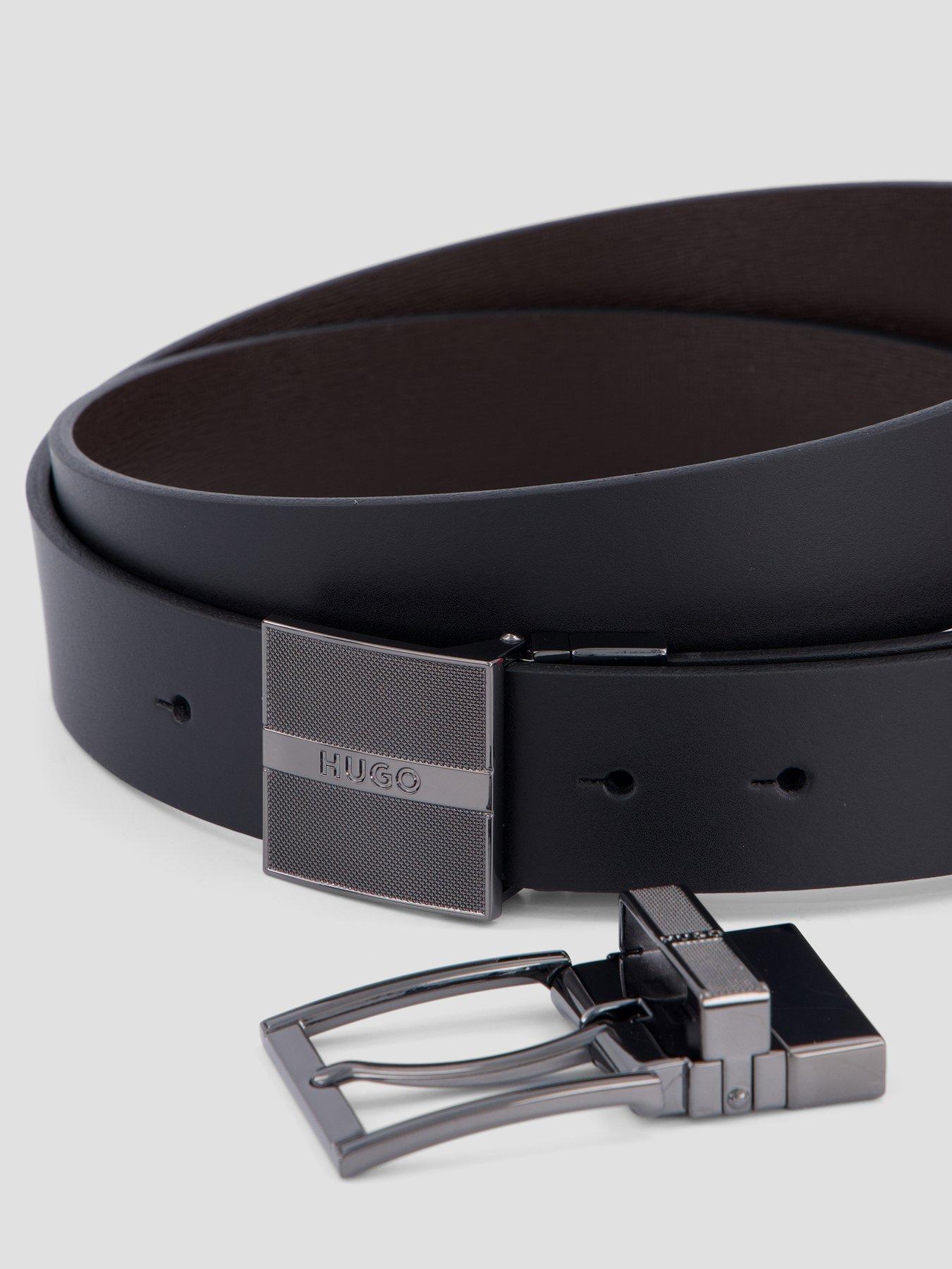 Image 2 of 4 of HUGO Mens Reversible Interchangeable Buckles Belt Gift Set - Black