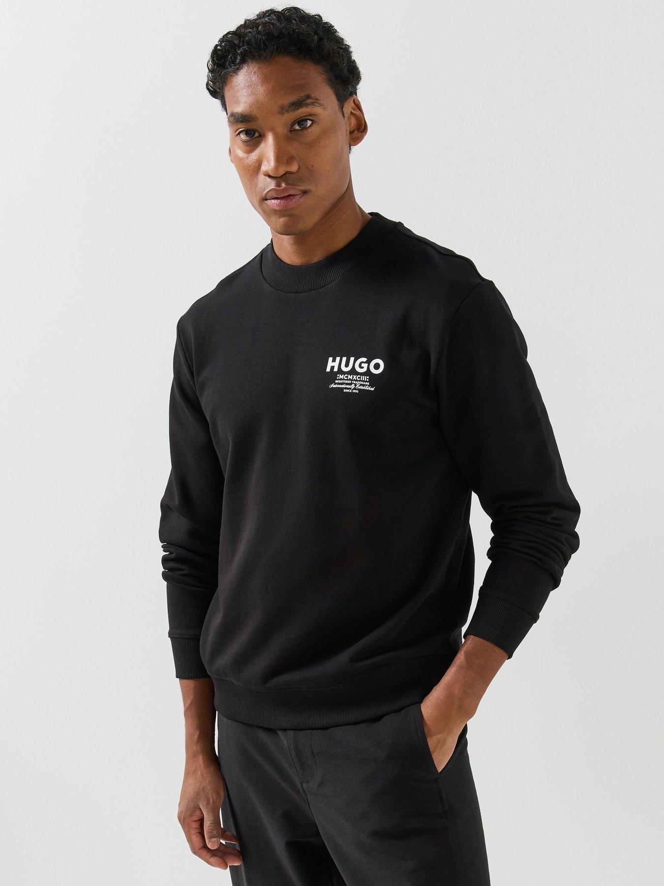 Image 1 of 5 of HUGO Mens Nespon Regular Fit Crew Neck Sweatshirt - Black