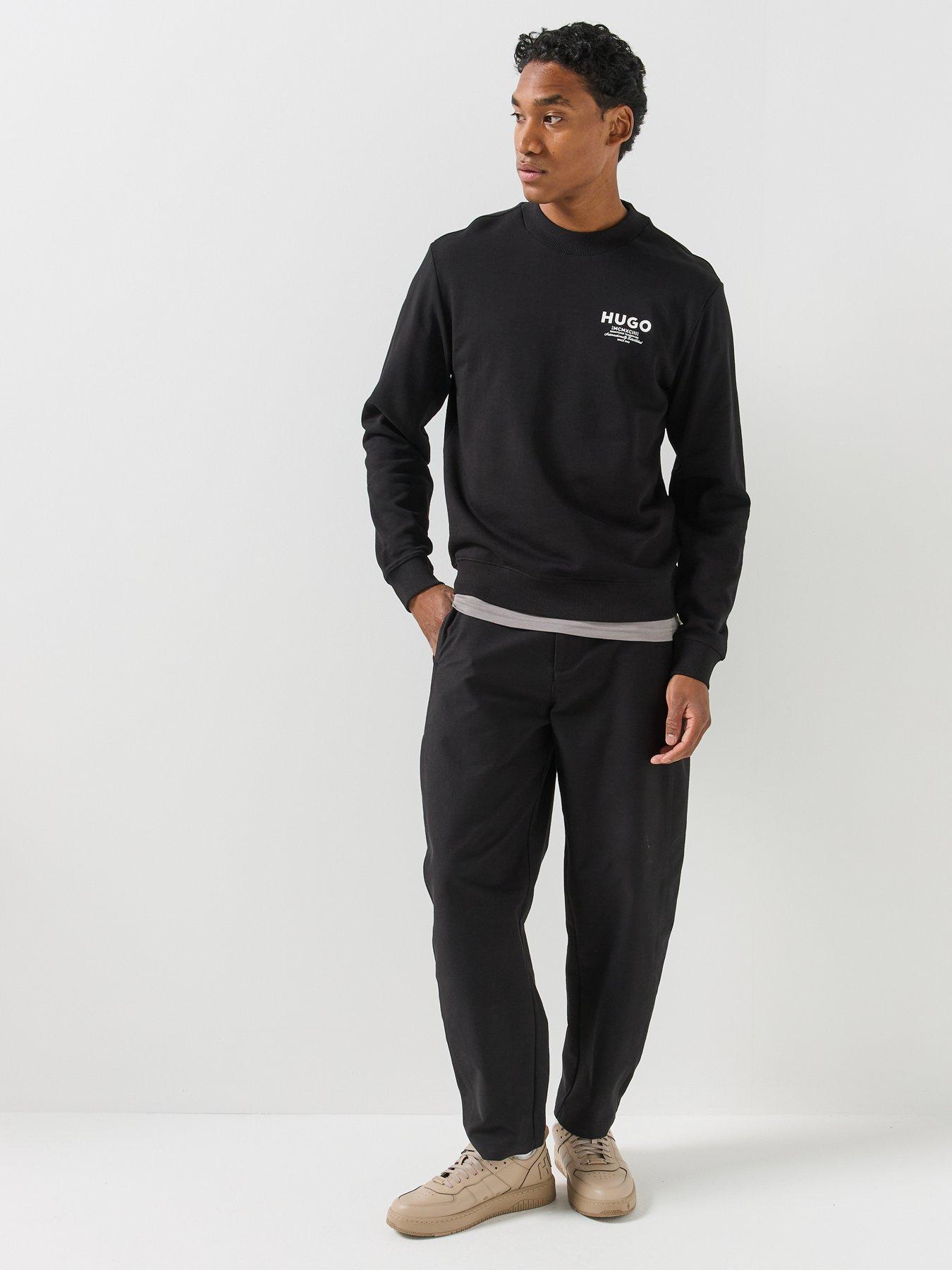 Image 3 of 5 of HUGO Mens Nespon Regular Fit Crew Neck Sweatshirt - Black