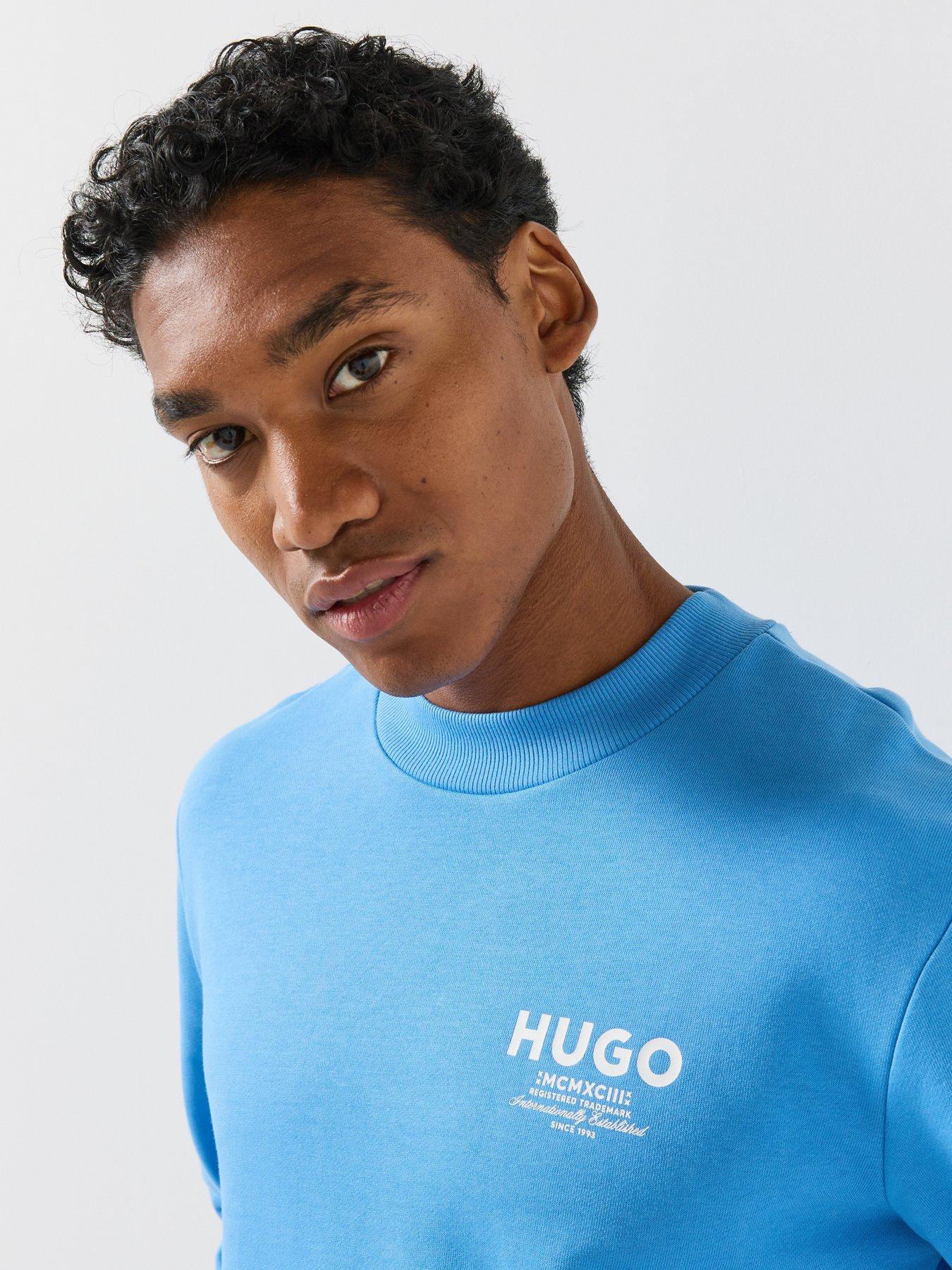 Image 4 of 4 of HUGO Mens Nespon Regular Fit Crew Neck Sweatshirt - Light Blue
