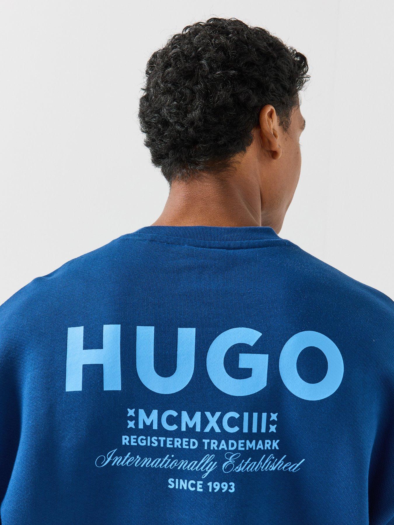 Image 4 of 6 of HUGO Mens Loose Fit Back Print Sweatshirt - Navy