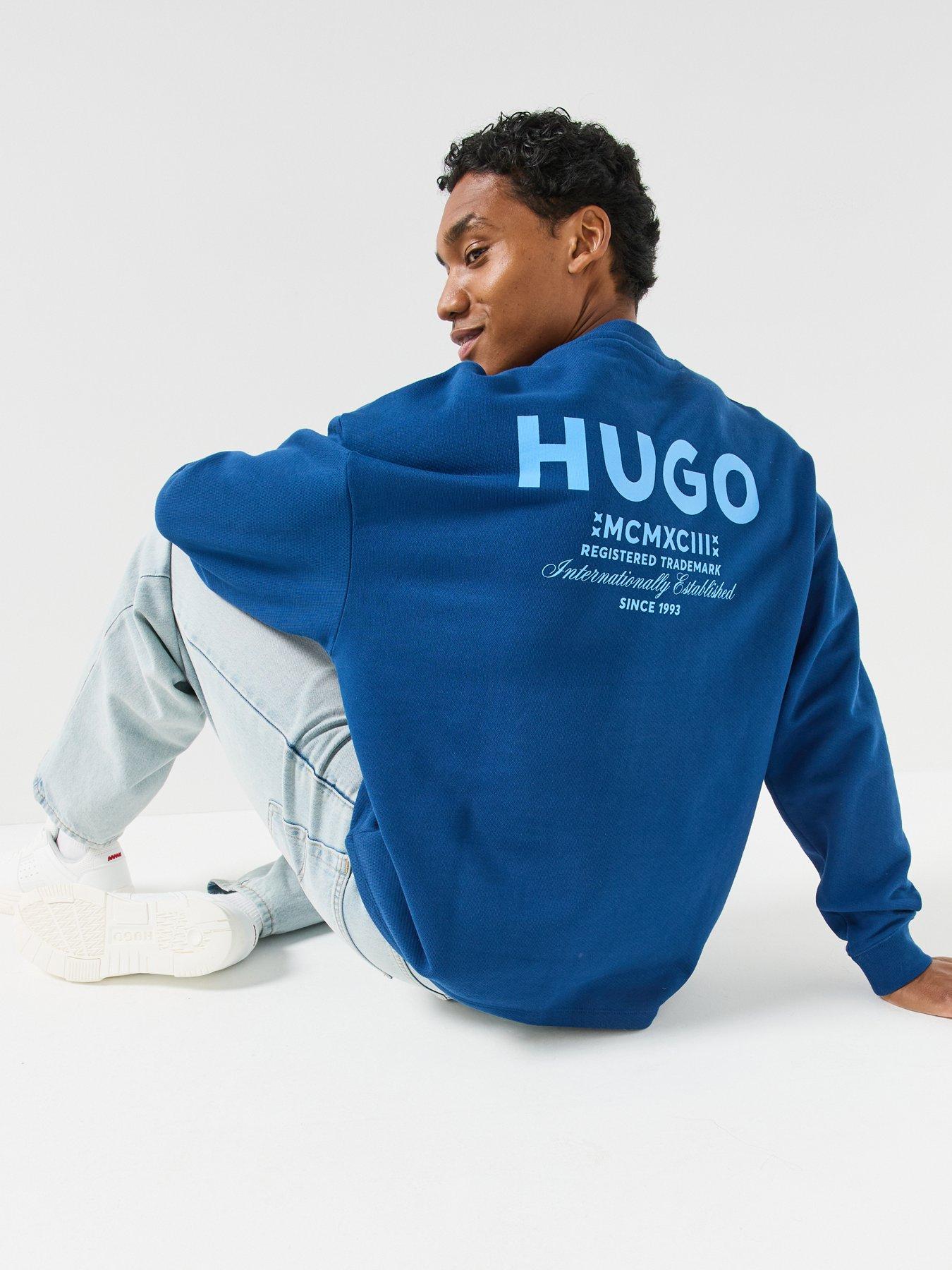 Image 5 of 6 of HUGO Mens Loose Fit Back Print Sweatshirt - Navy