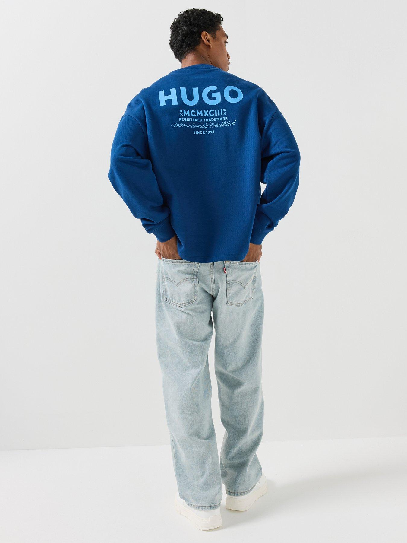 Image 6 of 6 of HUGO Mens Loose Fit Back Print Sweatshirt - Navy