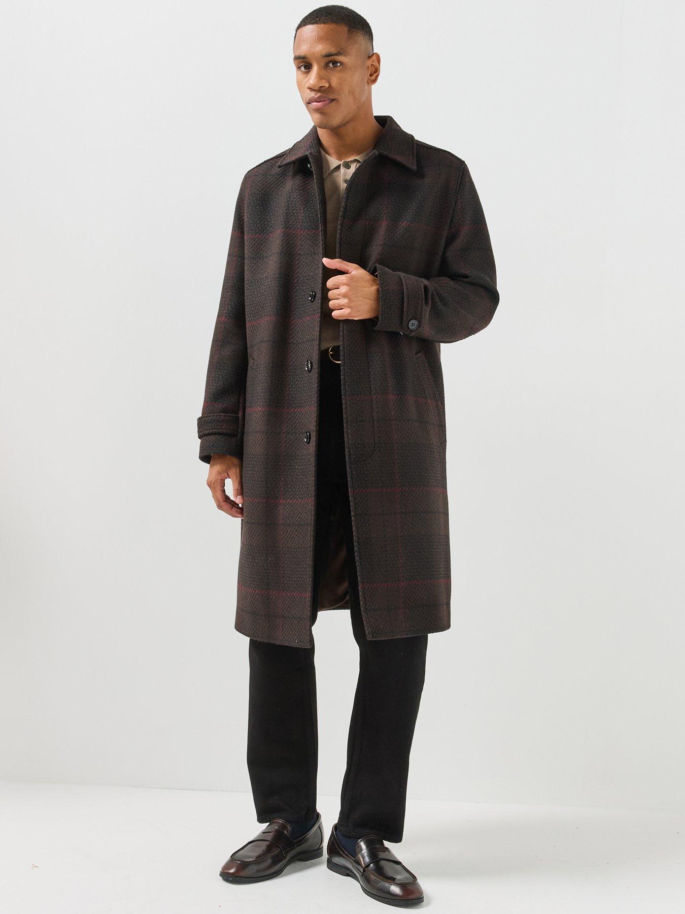 Image 5 of 6 of HUGO Hugo Mettos2641 Check Overcoat - Brown