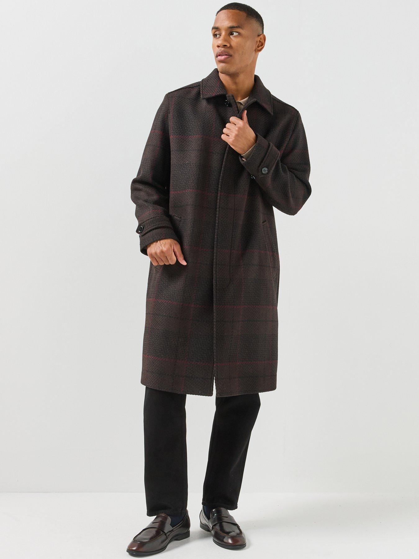 Image 6 of 6 of HUGO Hugo Mettos2641 Check Overcoat - Brown