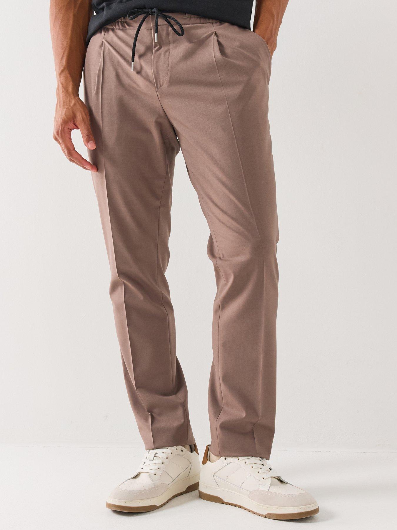 Image 1 of 6 of HUGO Getlin251F3 Elasticated Waist Slim Fit Smart Trousers - Brown