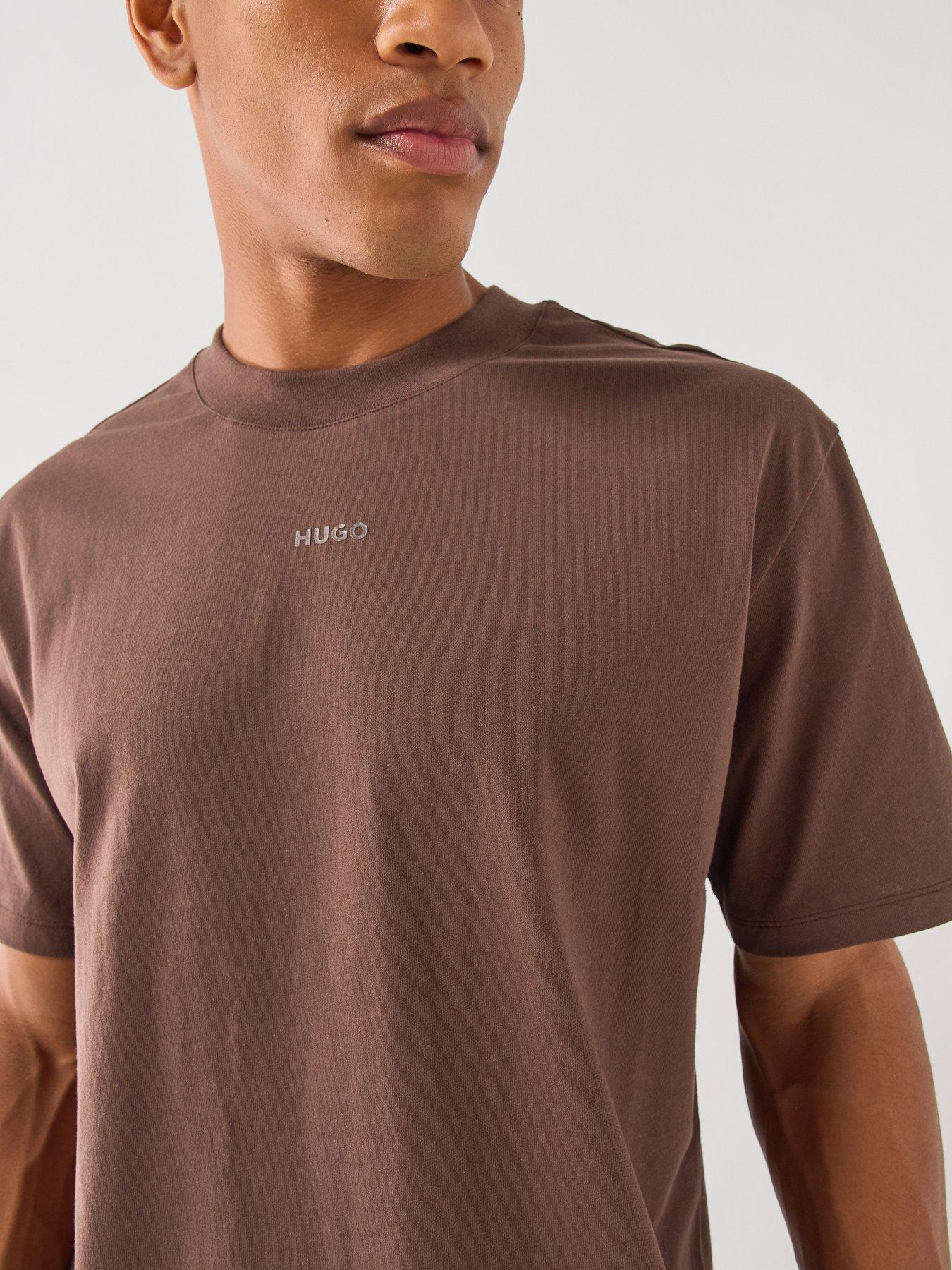 Image 4 of 5 of HUGO Hugo Dapolino Centre Logo Relaxed Fit T-shirt - Brown