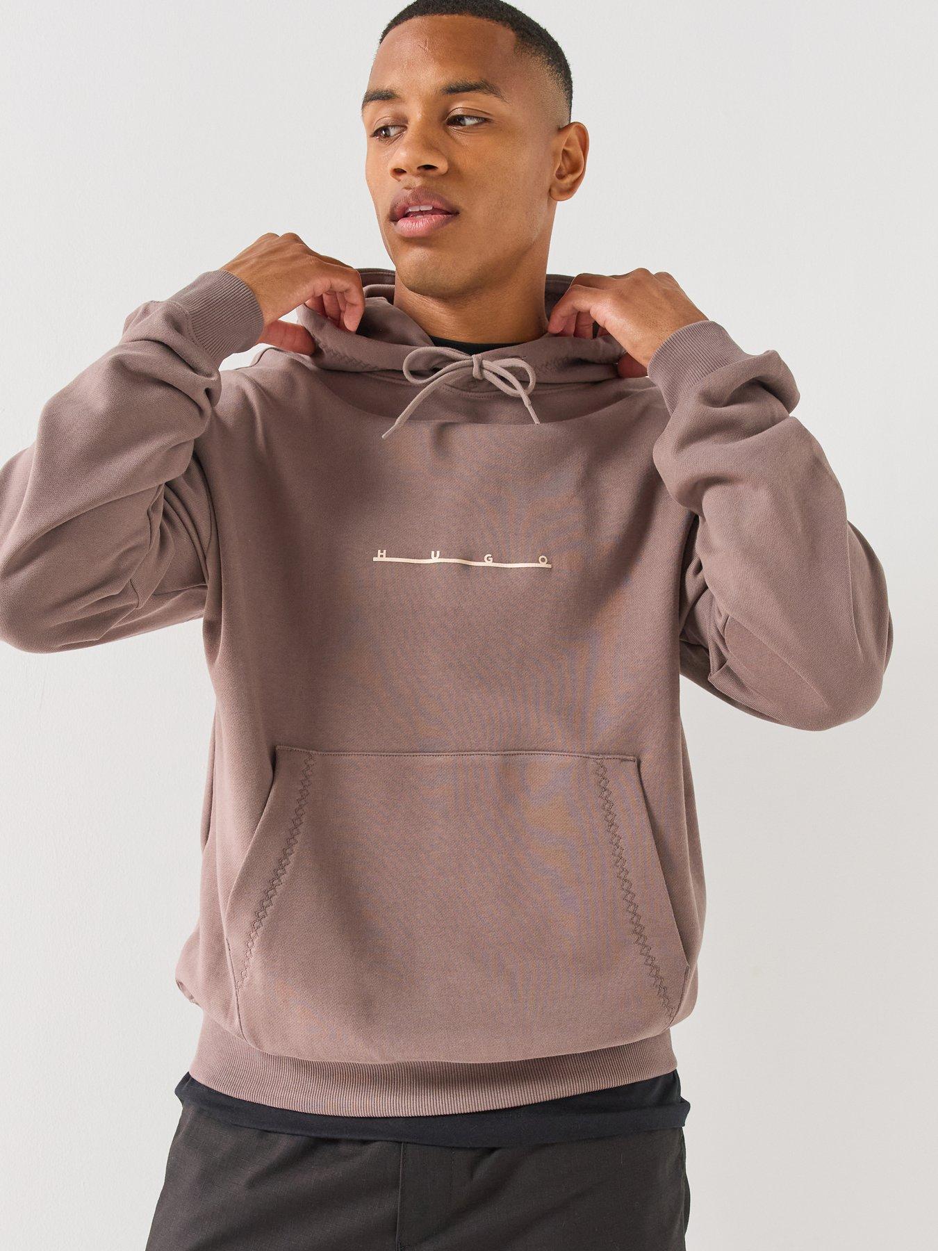 HUGO Hugo Datrihood Vintage Car Linear Logo Overhead Hoodie - Brown