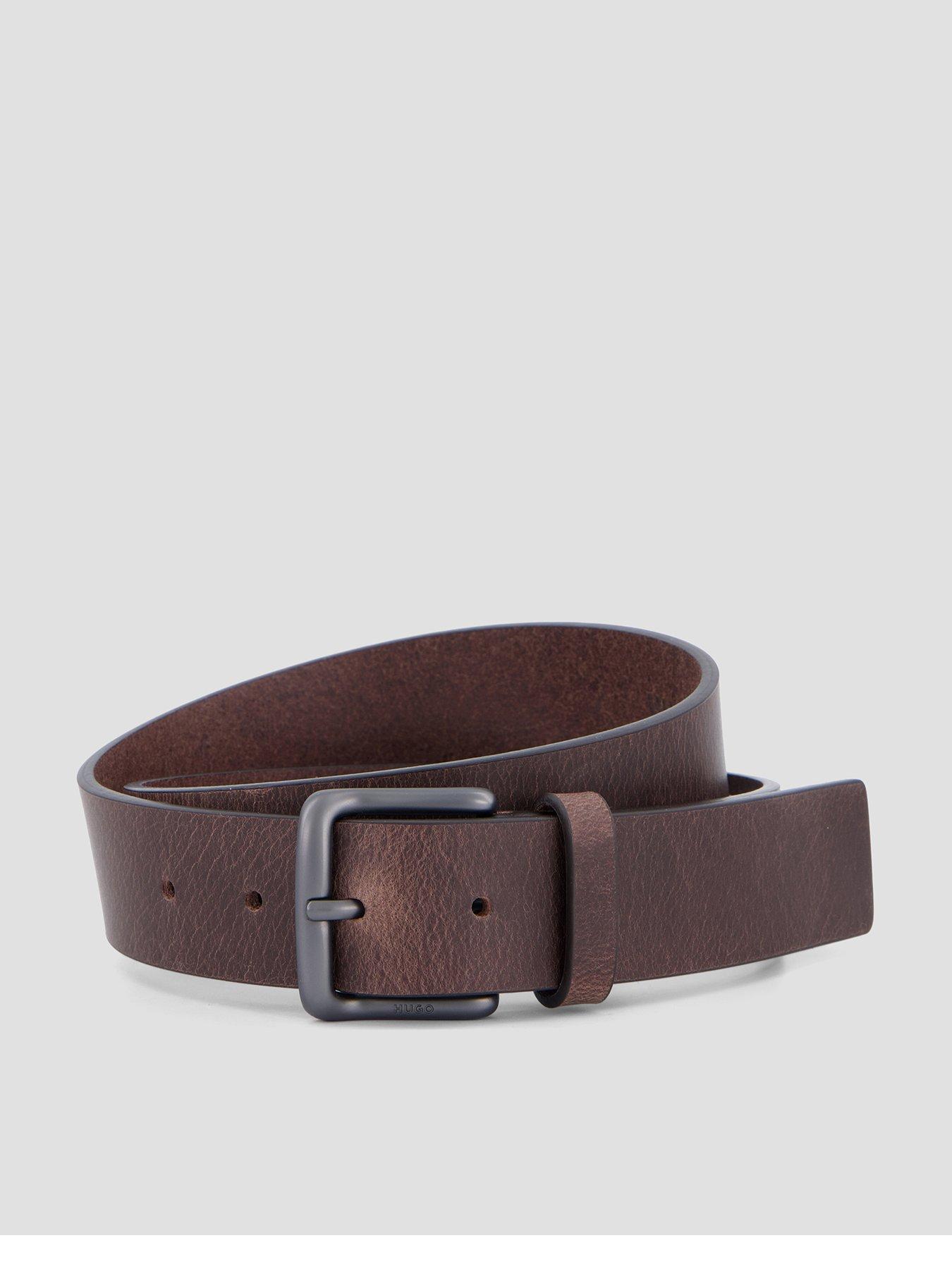 Image 1 of 4 of HUGO Mens Gaffney Smooth Leather Belt - Dark Brown