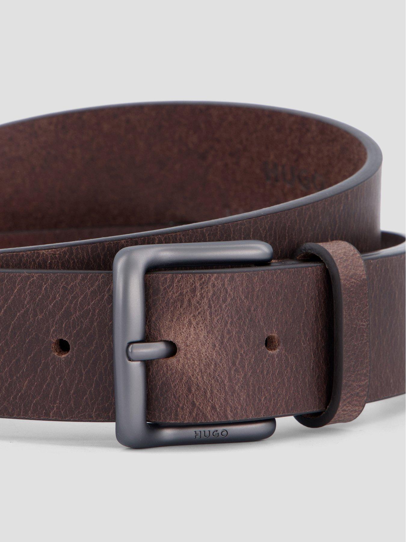 Image 2 of 4 of HUGO Mens Gaffney Smooth Leather Belt - Dark Brown