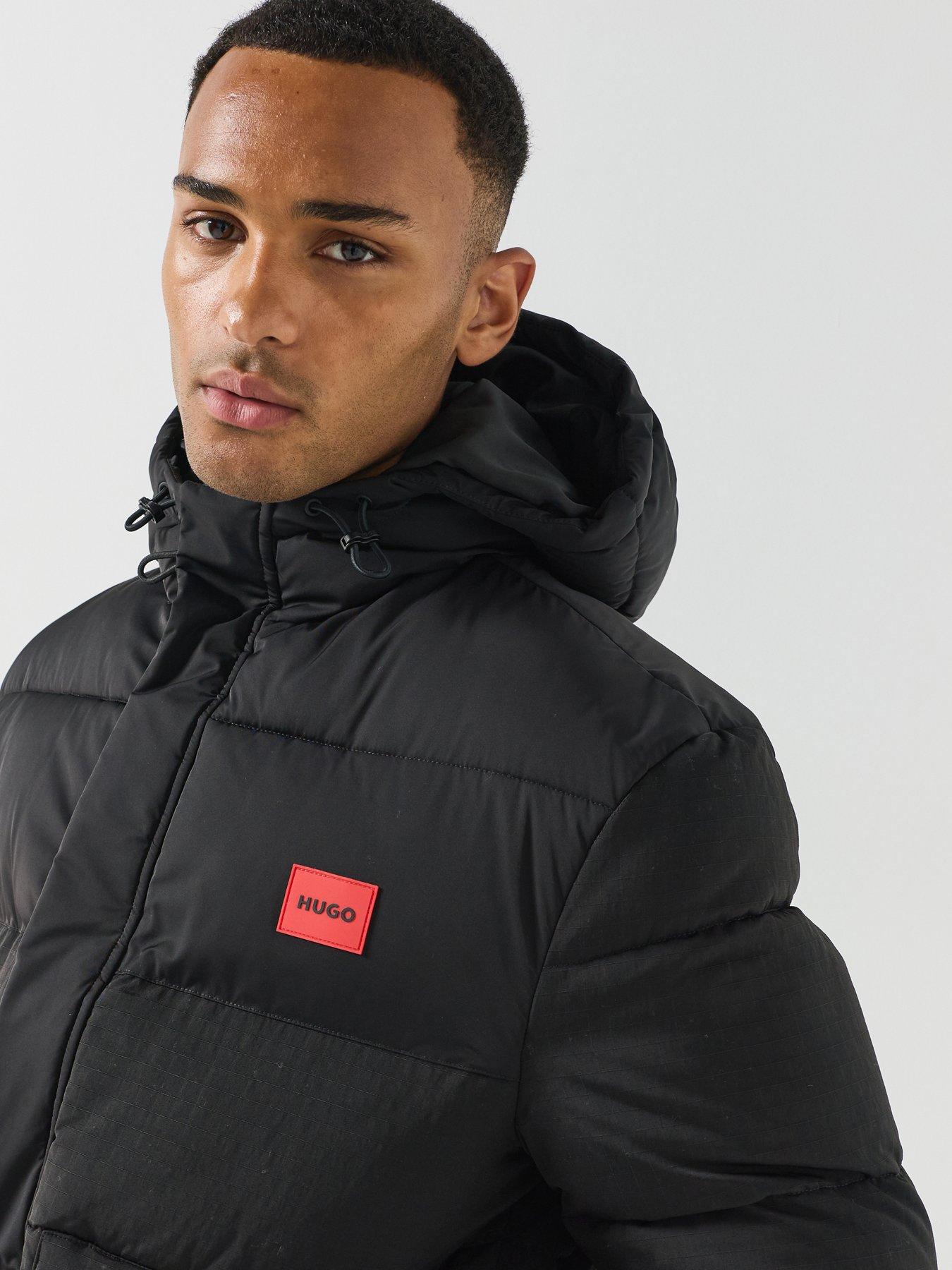 Image 5 of 6 of HUGO Hugo Baro2642 Red Patch Padded Jacket - Black