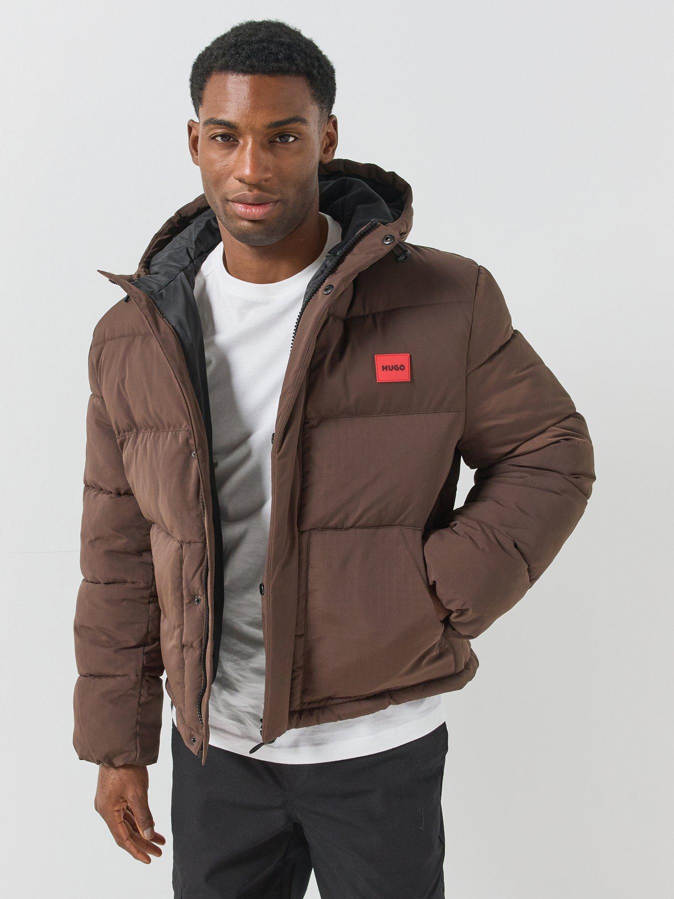 Image 1 of 6 of HUGO Baro2642 Red Patch Padded Jacket - Brown