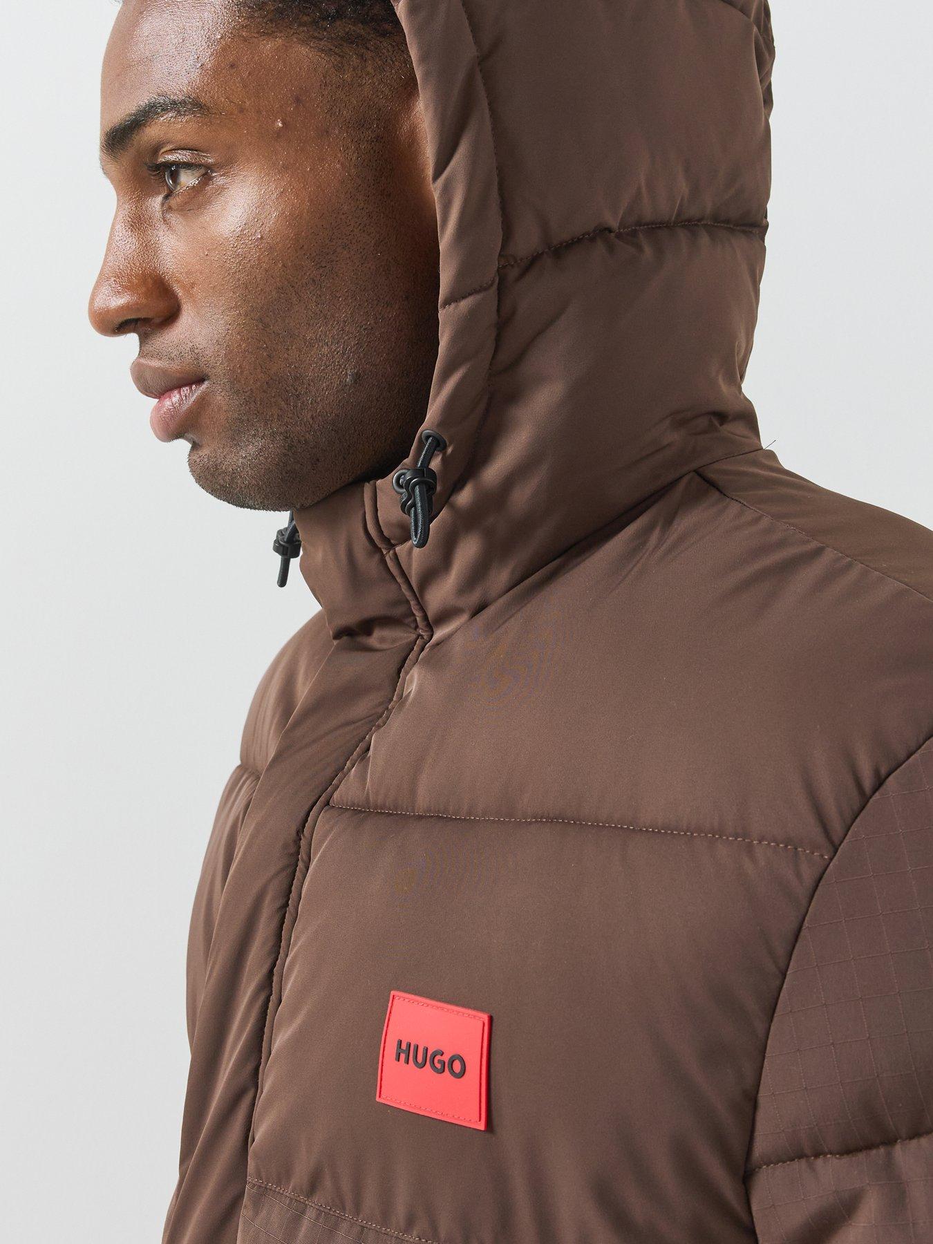 Image 4 of 6 of HUGO Baro2642 Red Patch Padded Jacket - Brown