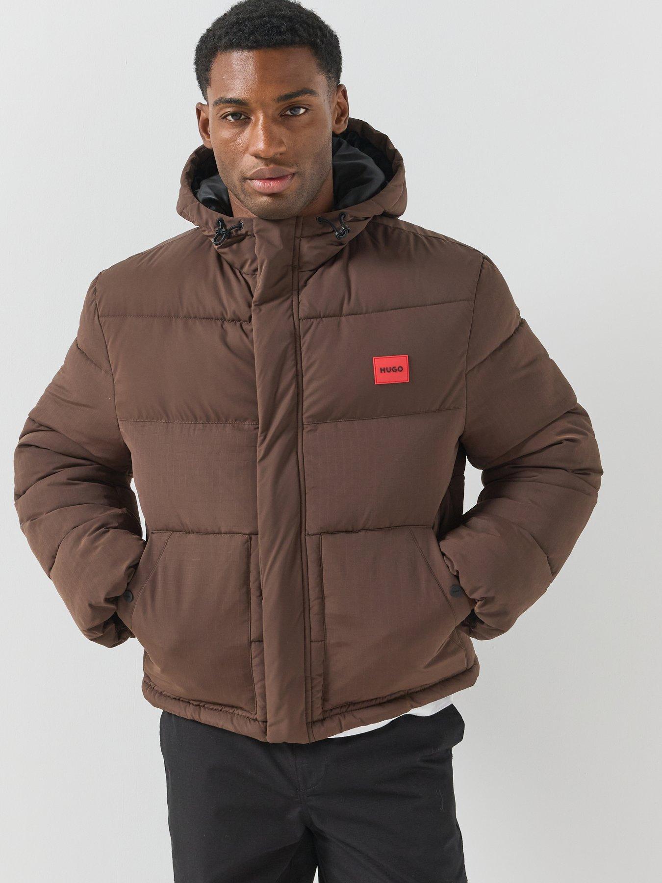 Image 5 of 6 of HUGO Baro2642 Red Patch Padded Jacket - Brown