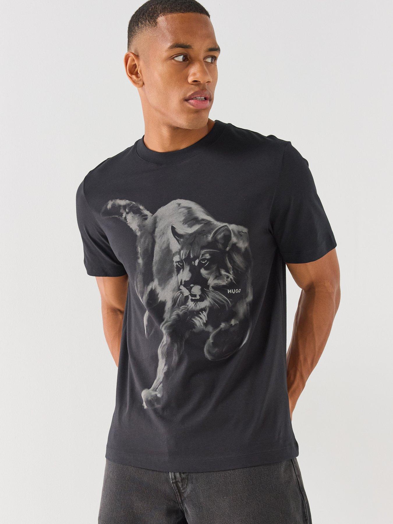 HUGO Daffilo Big Cat Graphic T-Shirt - Black