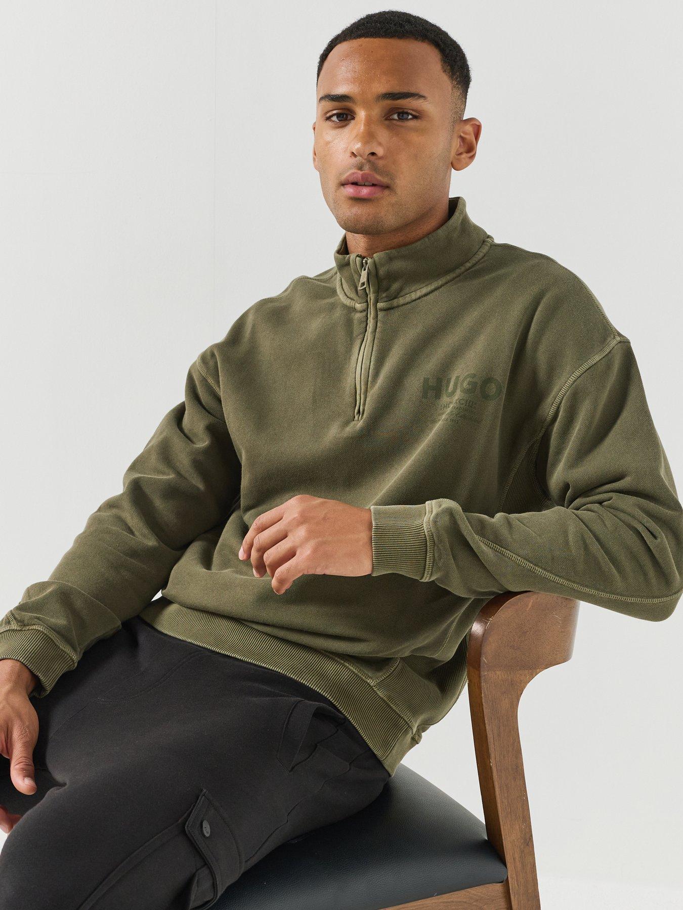 Image 4 of 6 of HUGO Hugo Blue Nevecrew Loose Fit Crew Sweat - Dark Green