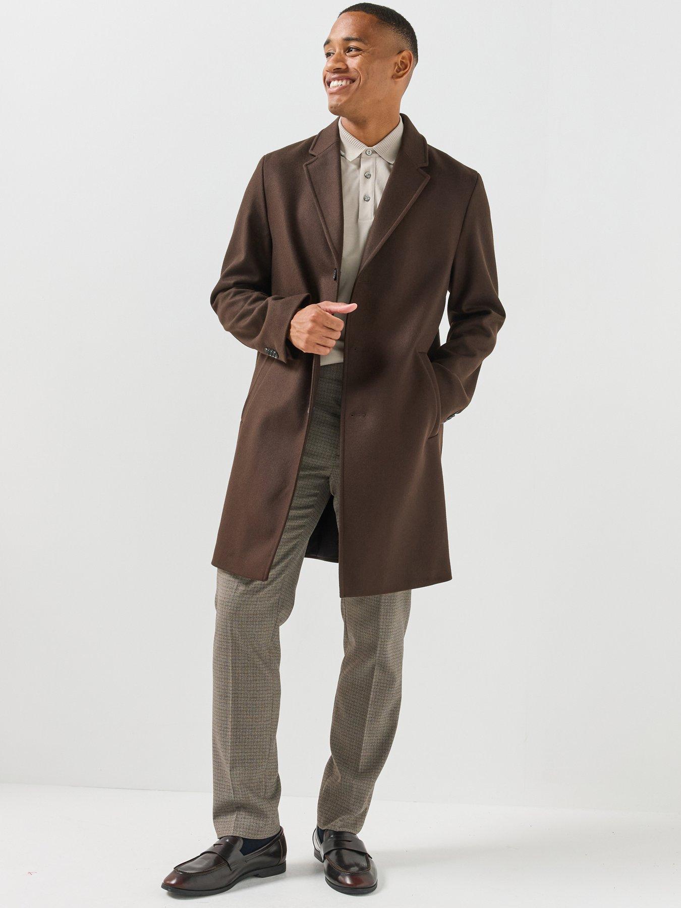 Image 1 of 6 of HUGO Hugo Malte2641 Wool Trench Coat - Brown