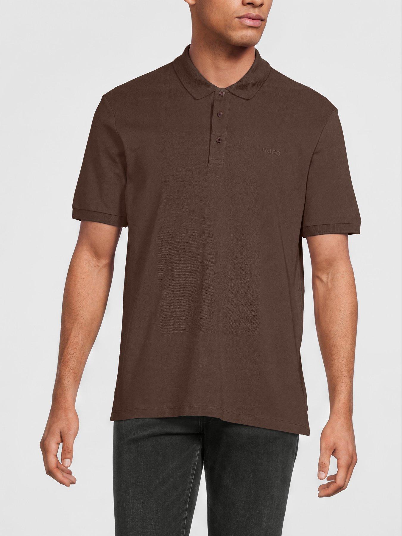 HUGO Donos222 Regular Fit Left Chest Logo Polo Shirt - Brown