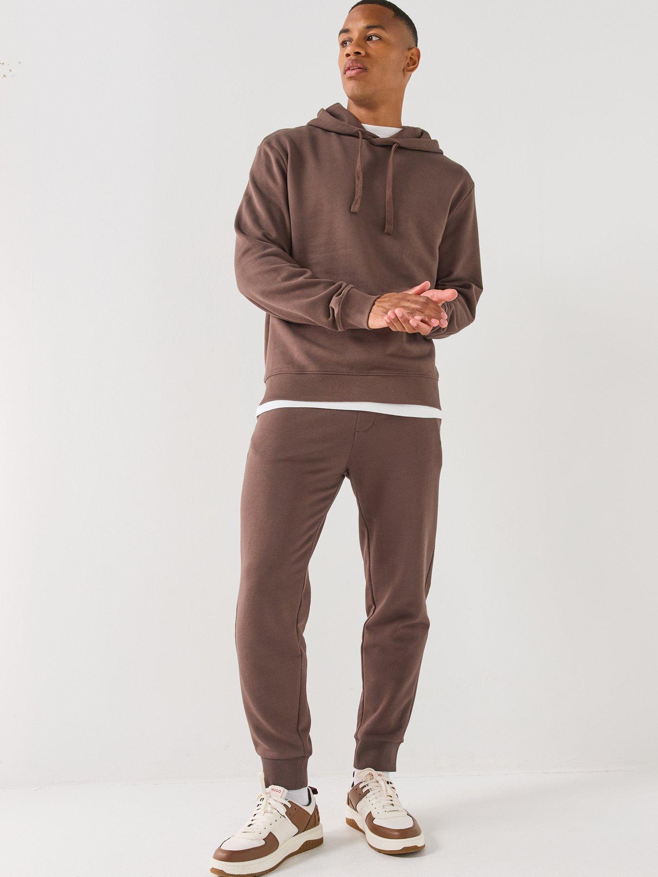 Image 1 of 5 of HUGO Dapodayote Jersey Overhead Tracksuit - Brown