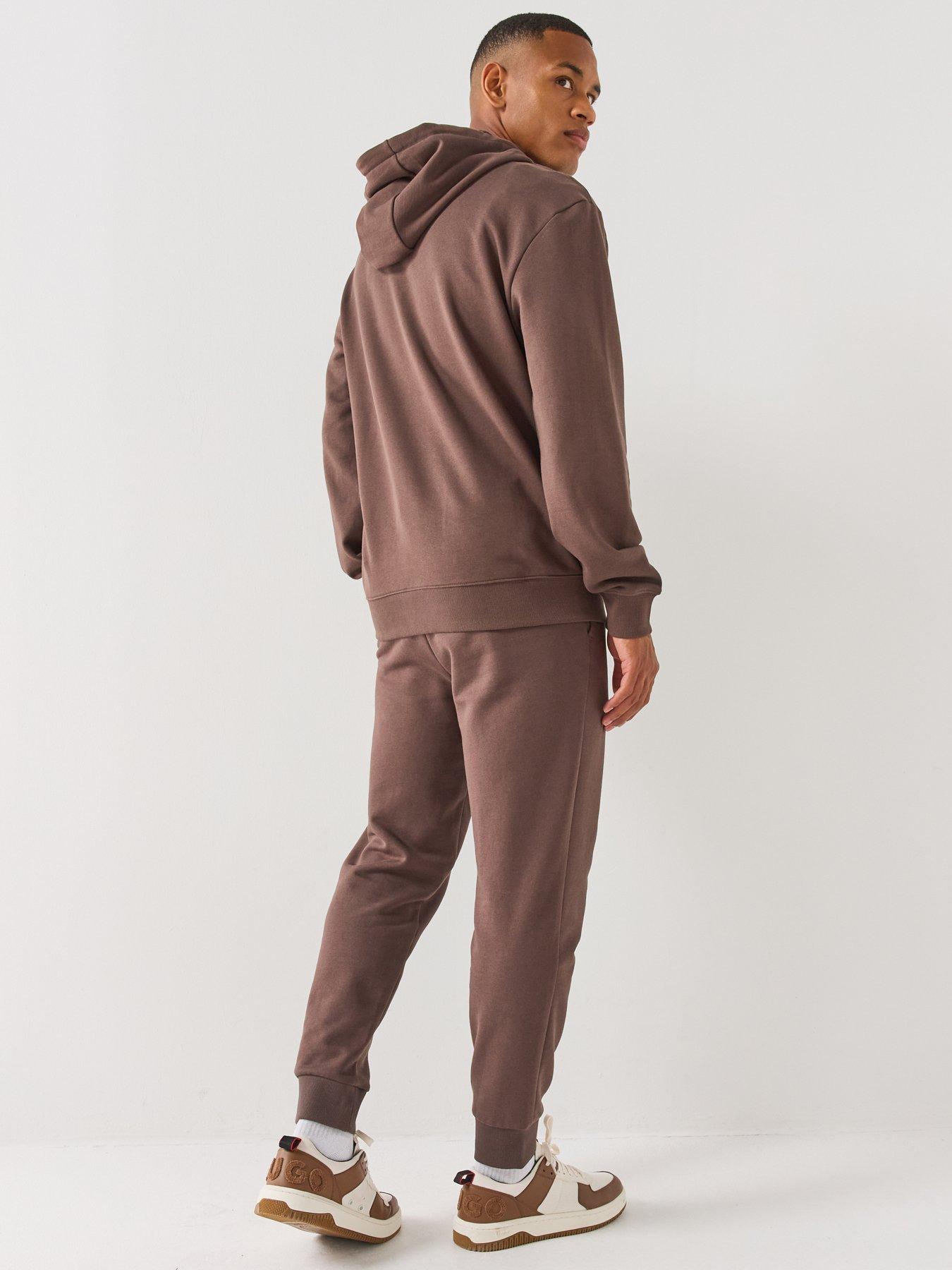 Image 2 of 5 of HUGO Dapodayote Jersey Overhead Tracksuit - Brown