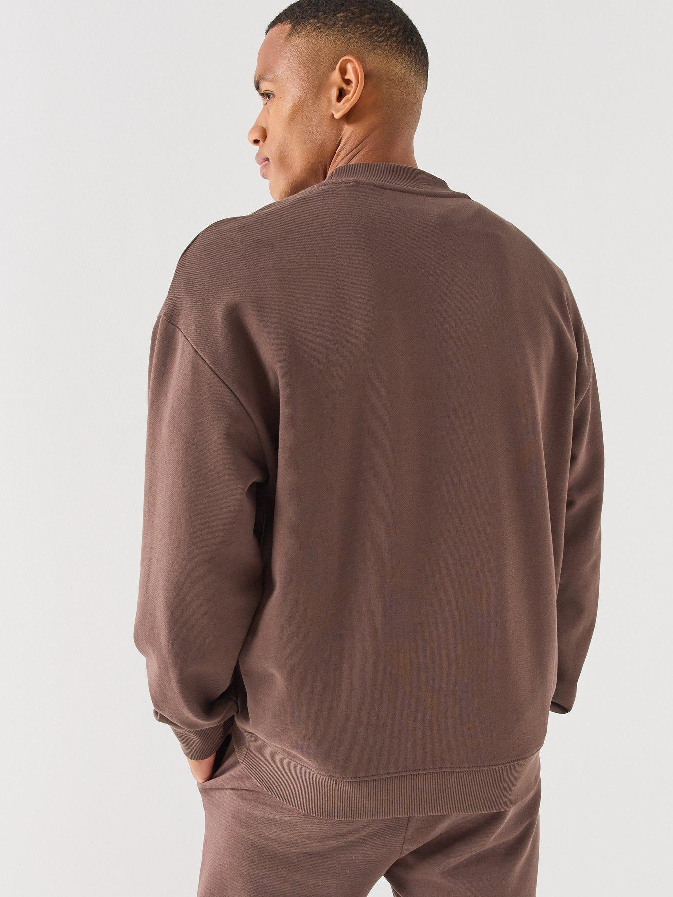 Image 2 of 5 of HUGO Dapocrew Centre Logo Relaxed Fit Crew Sweatshirt - Brown