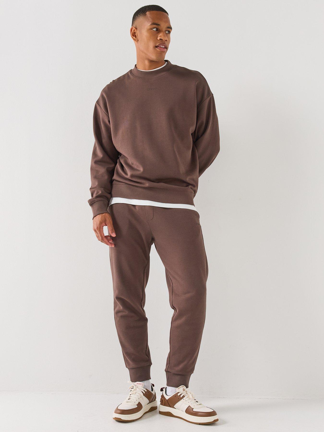 Image 3 of 5 of HUGO Dapocrew Centre Logo Relaxed Fit Crew Sweatshirt - Brown