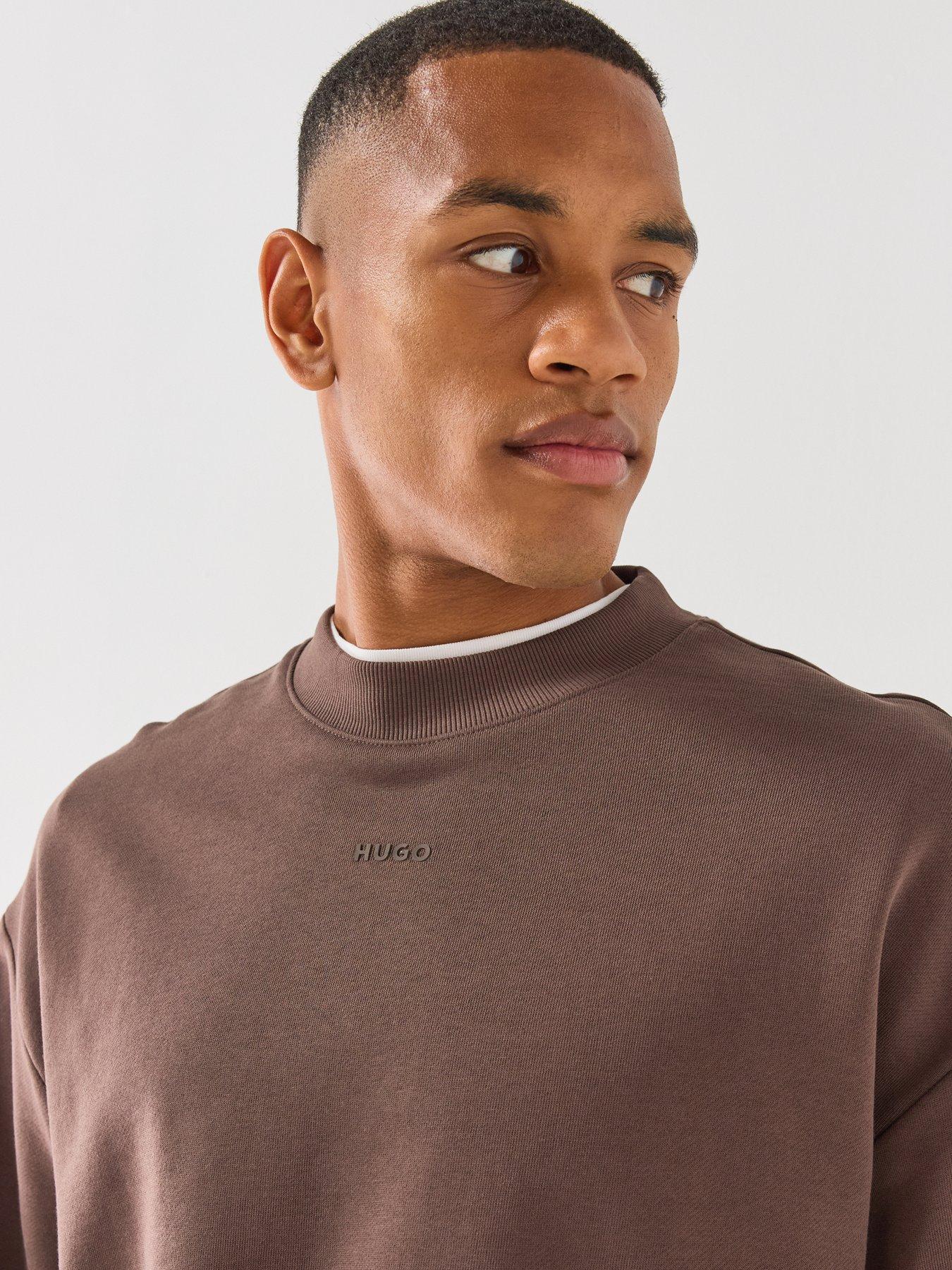Image 4 of 5 of HUGO Dapocrew Centre Logo Relaxed Fit Crew Sweatshirt - Brown