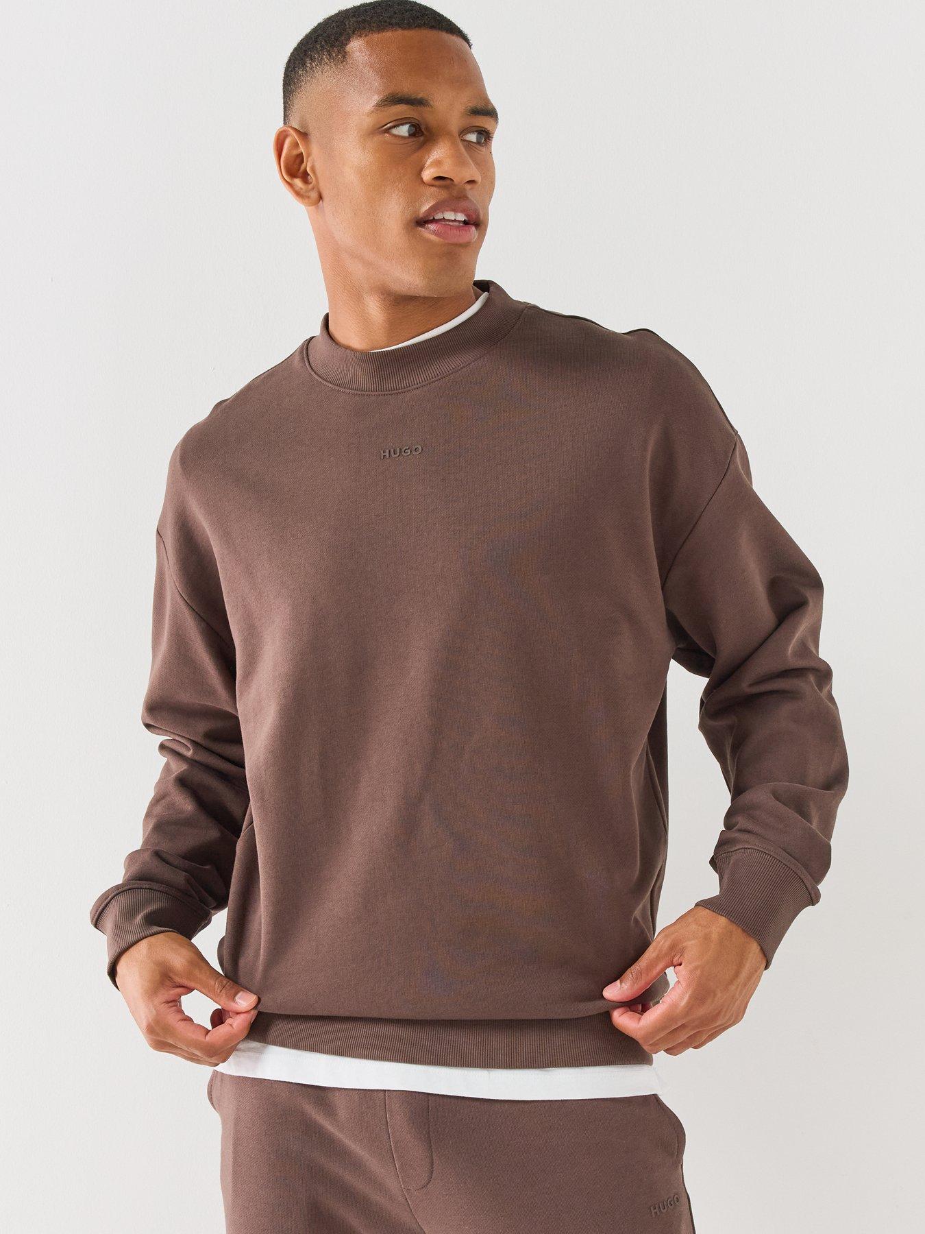 Image 5 of 5 of HUGO Dapocrew Centre Logo Relaxed Fit Crew Sweatshirt - Brown