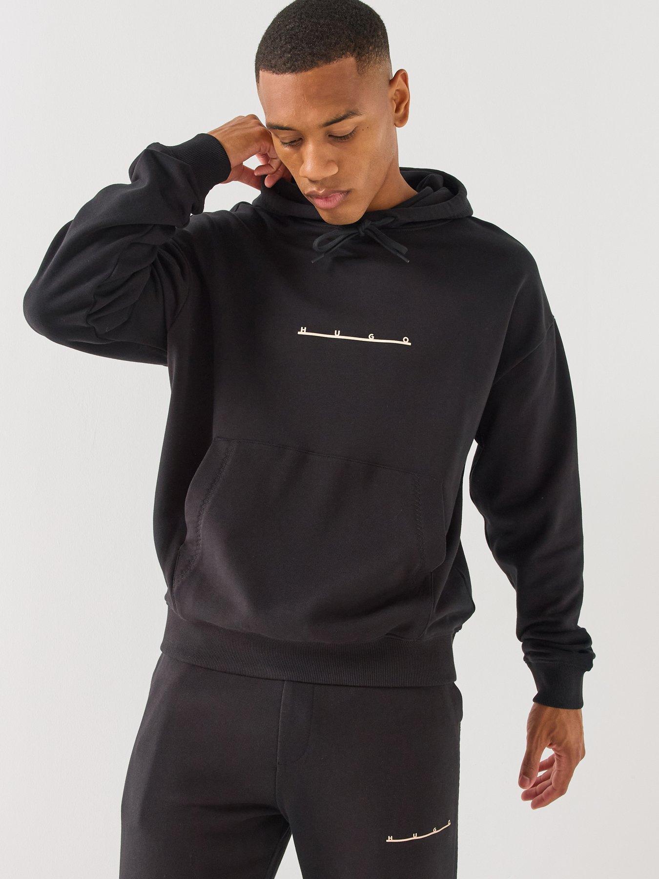 HUGO Hugo Datrihood Vintage Car Linear Logo Overhead Hoodie - Black