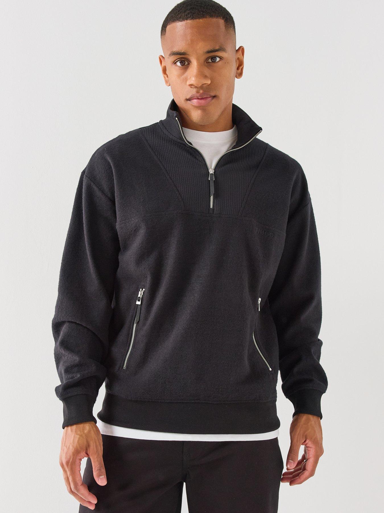 HUGO Hugo Derenzip Alpine Relaxed Fit Quarter Zip Sweat - Black