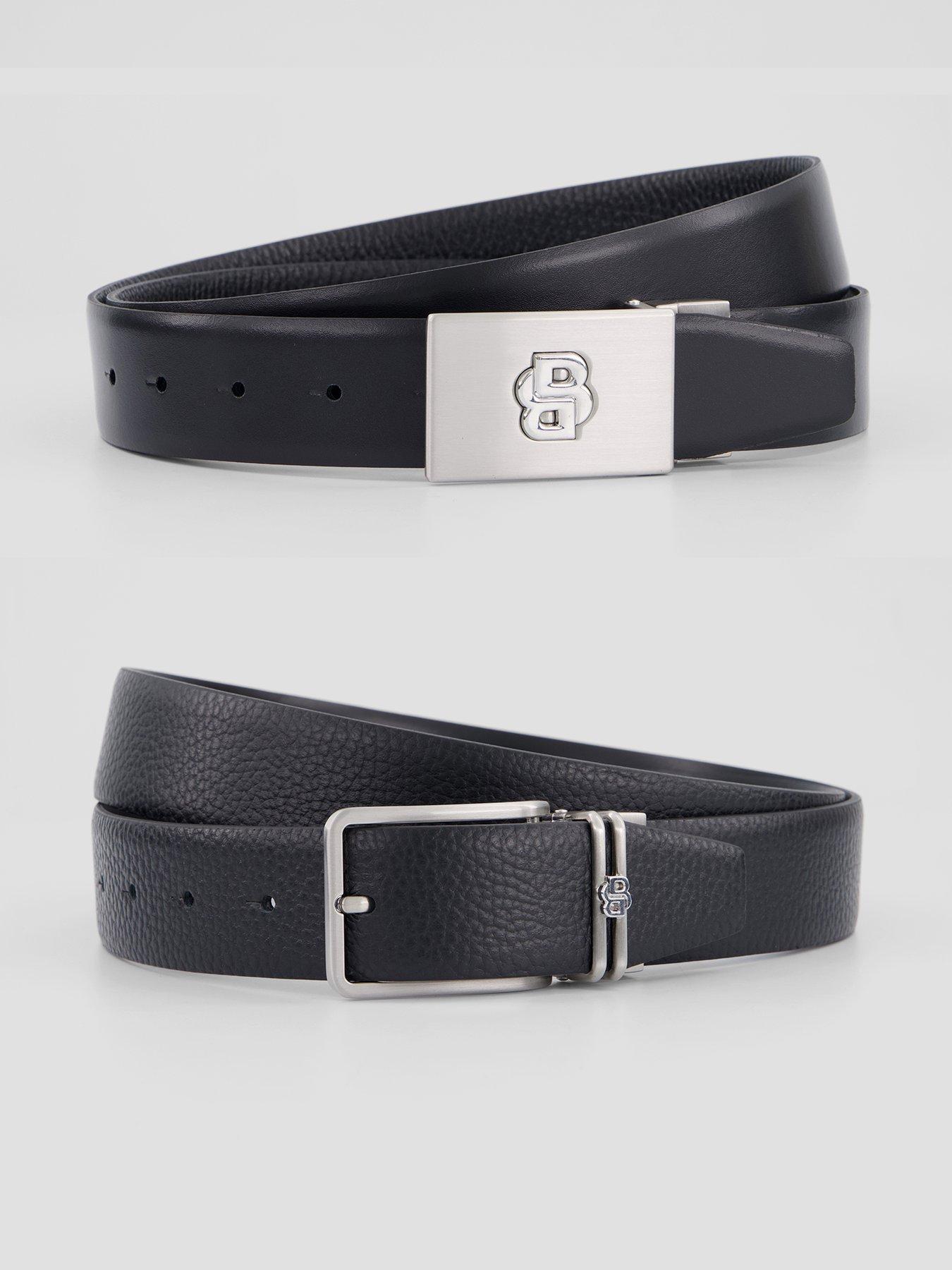 Image 1 of 6 of BOSS Mens Reversible Logo Belt&nbsp; With&nbsp;Gift Box&nbsp;- Black