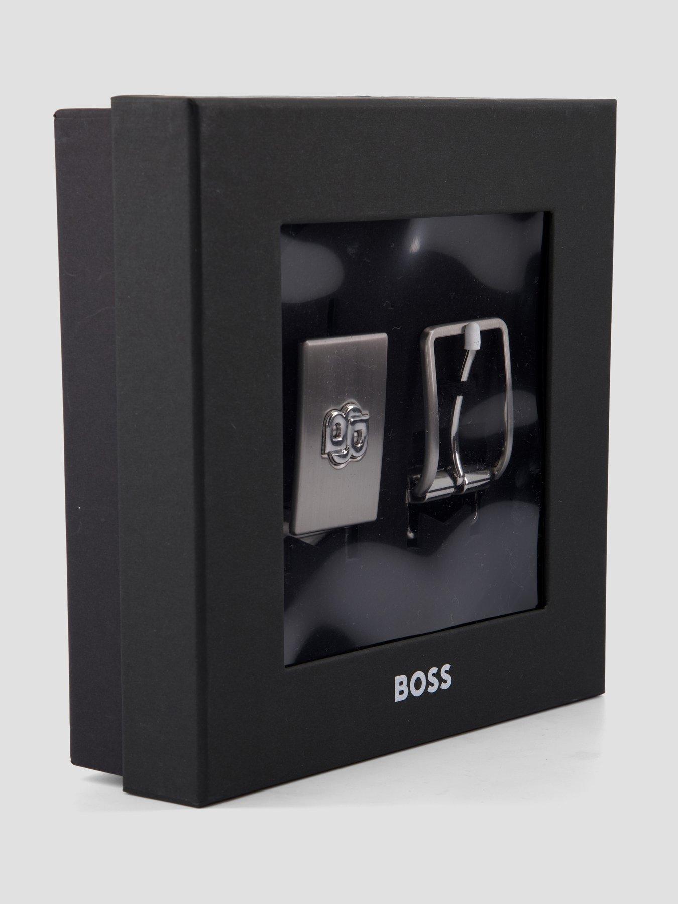 Image 6 of 6 of BOSS Mens Reversible Logo Belt&nbsp; With&nbsp;Gift Box&nbsp;- Black