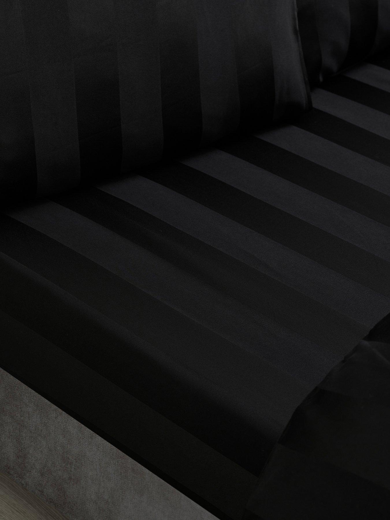 Catherine Lansfield So Soft Satin Stripe Fitted Sheet Black