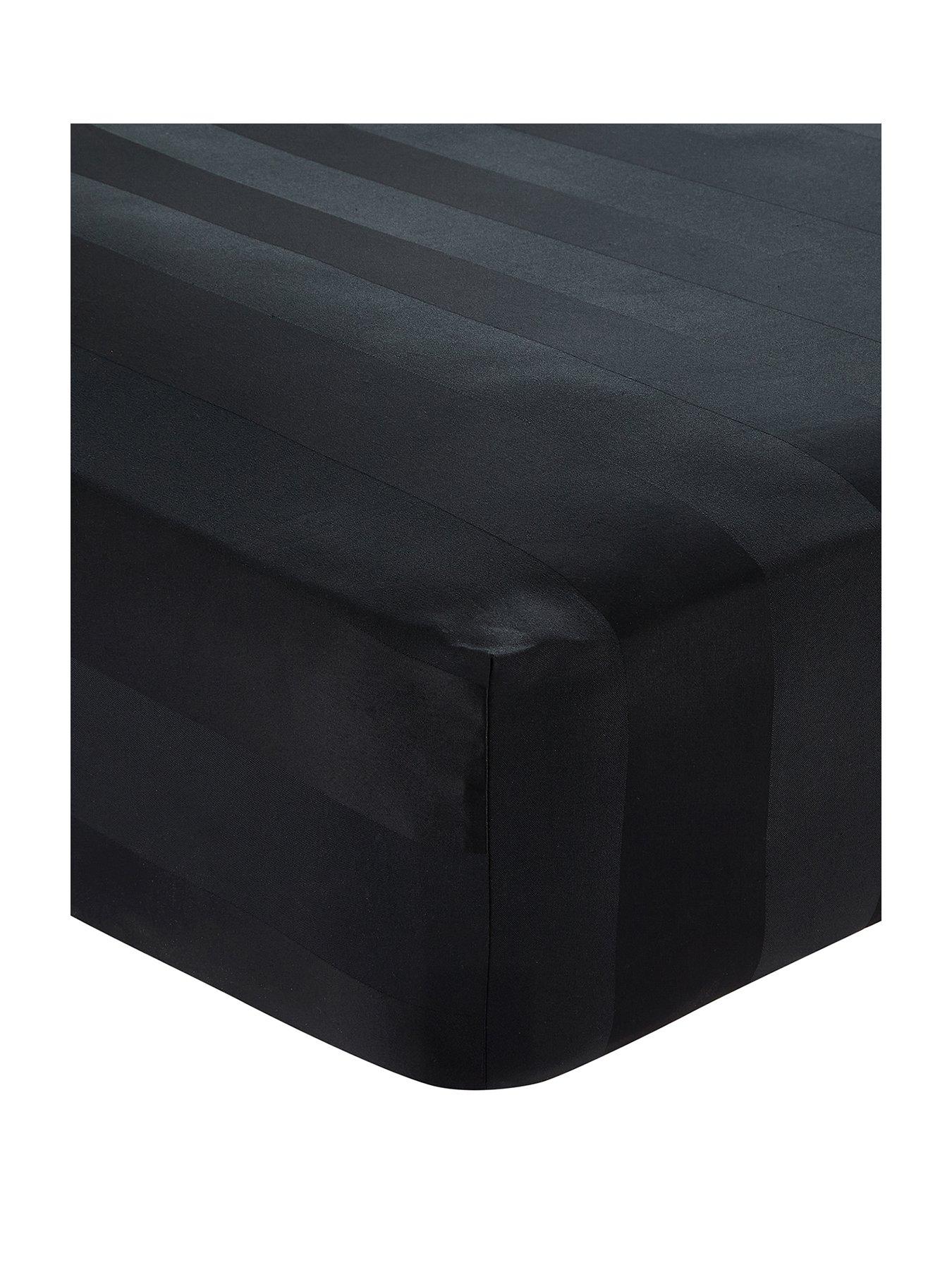 Image 2 of 3 of Catherine Lansfield So Soft Satin Stripe Fitted Sheet Black