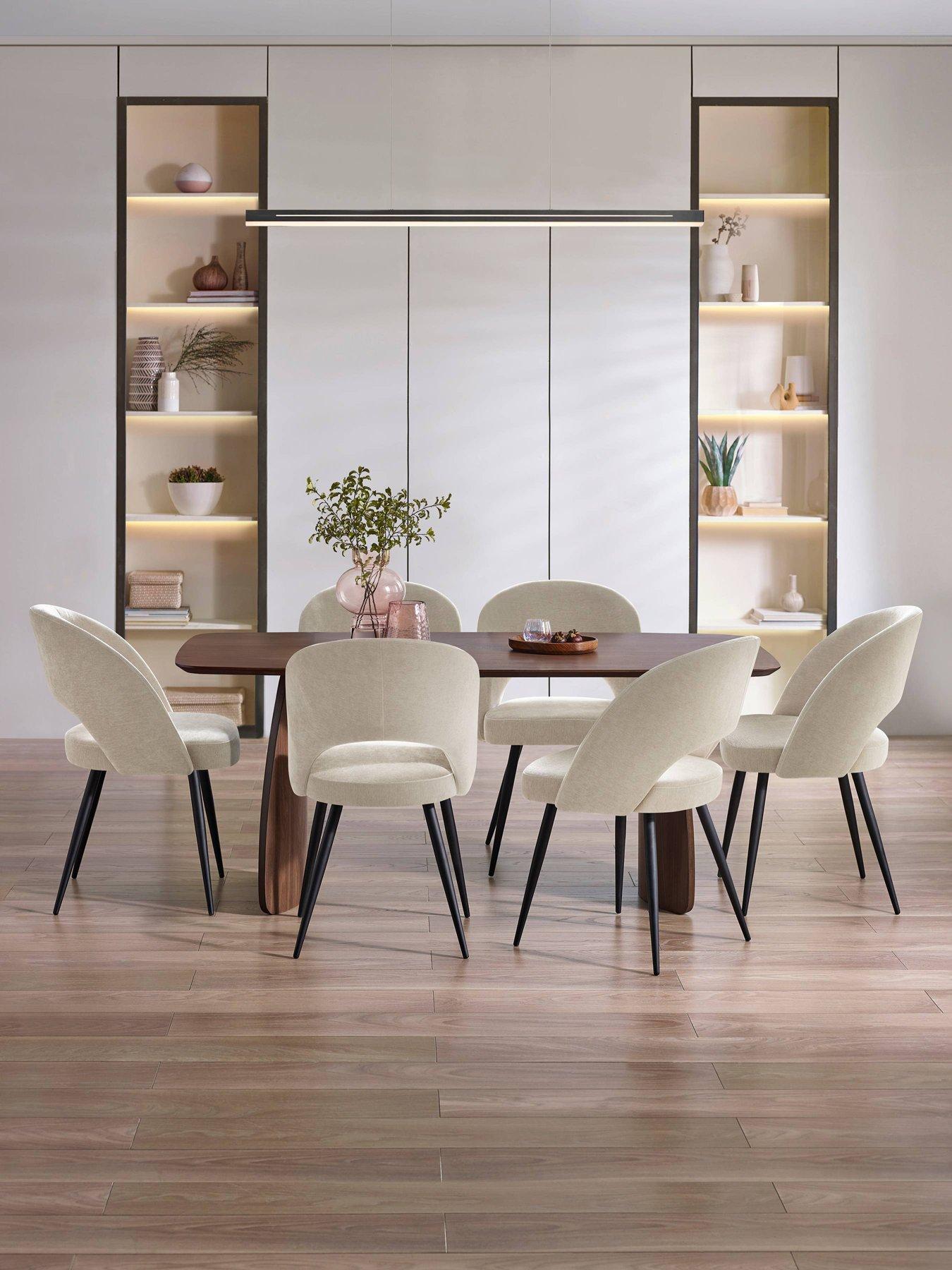 Image 1 of 6 of Julian Bowen Artemis Table & 6 Ella Cream Chairs