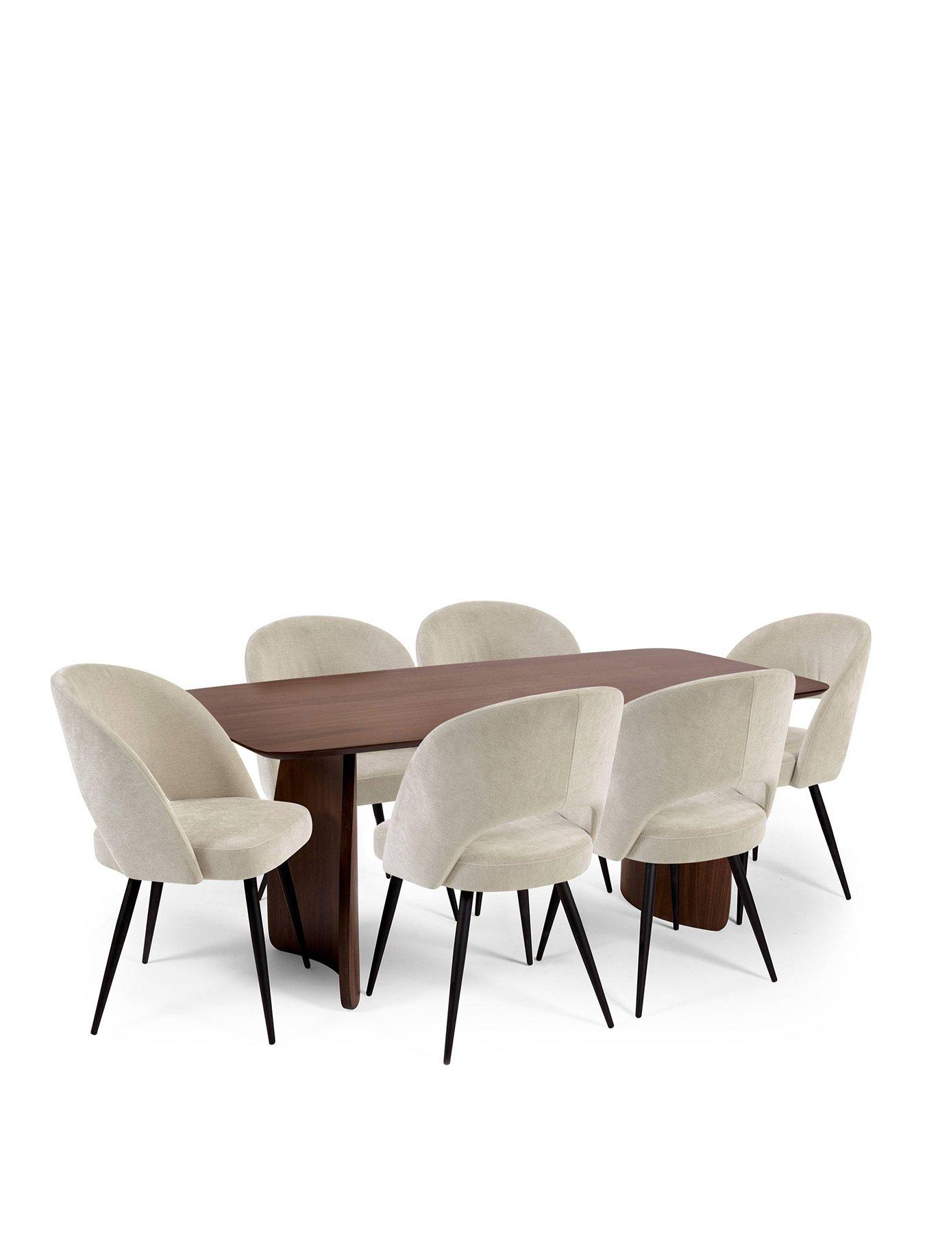 Image 2 of 6 of Julian Bowen Artemis Table & 6 Ella Cream Chairs