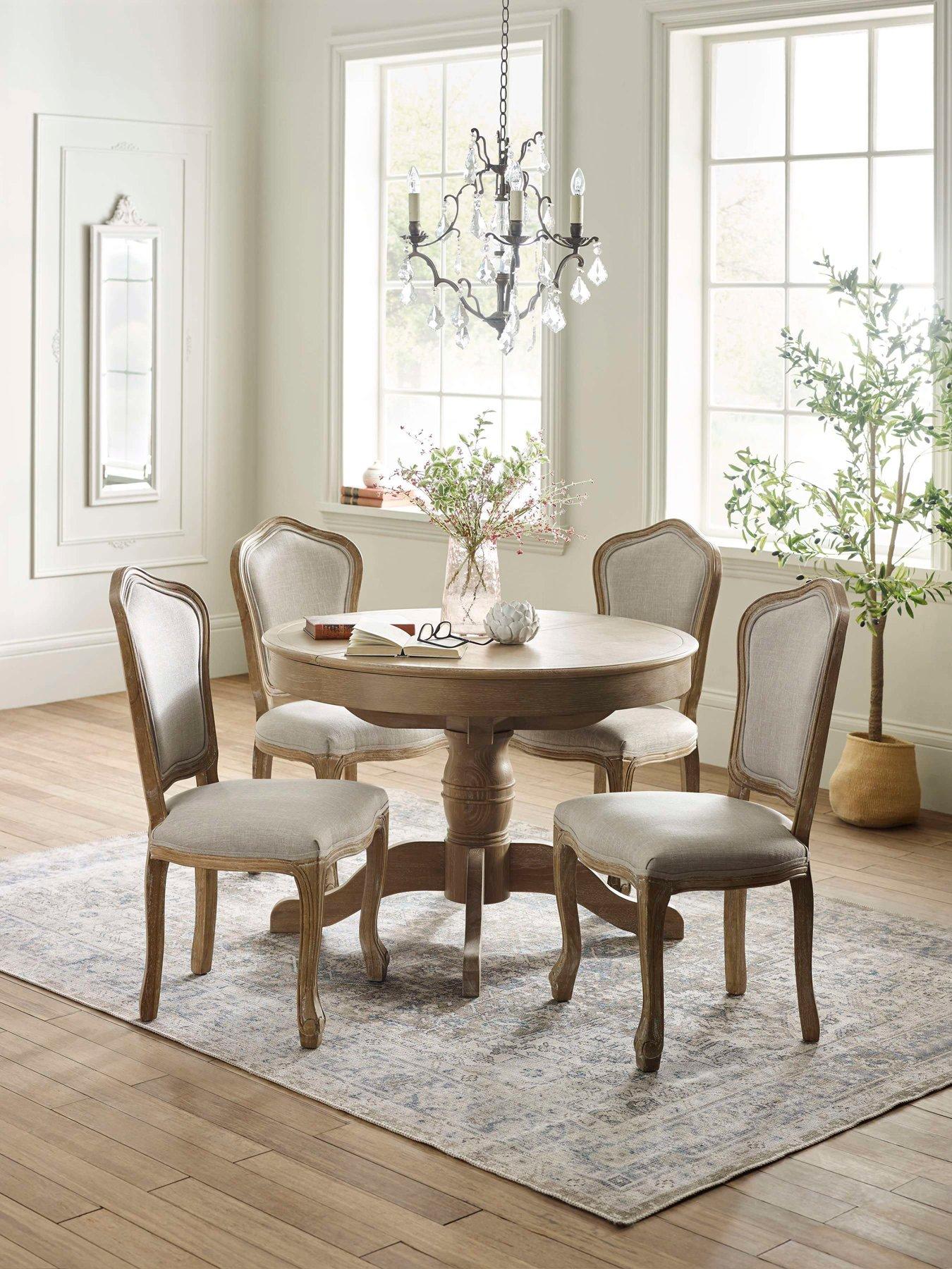 Image 1 of 7 of Julian Bowen Camille Round Table + 4 Upholstered Chairs