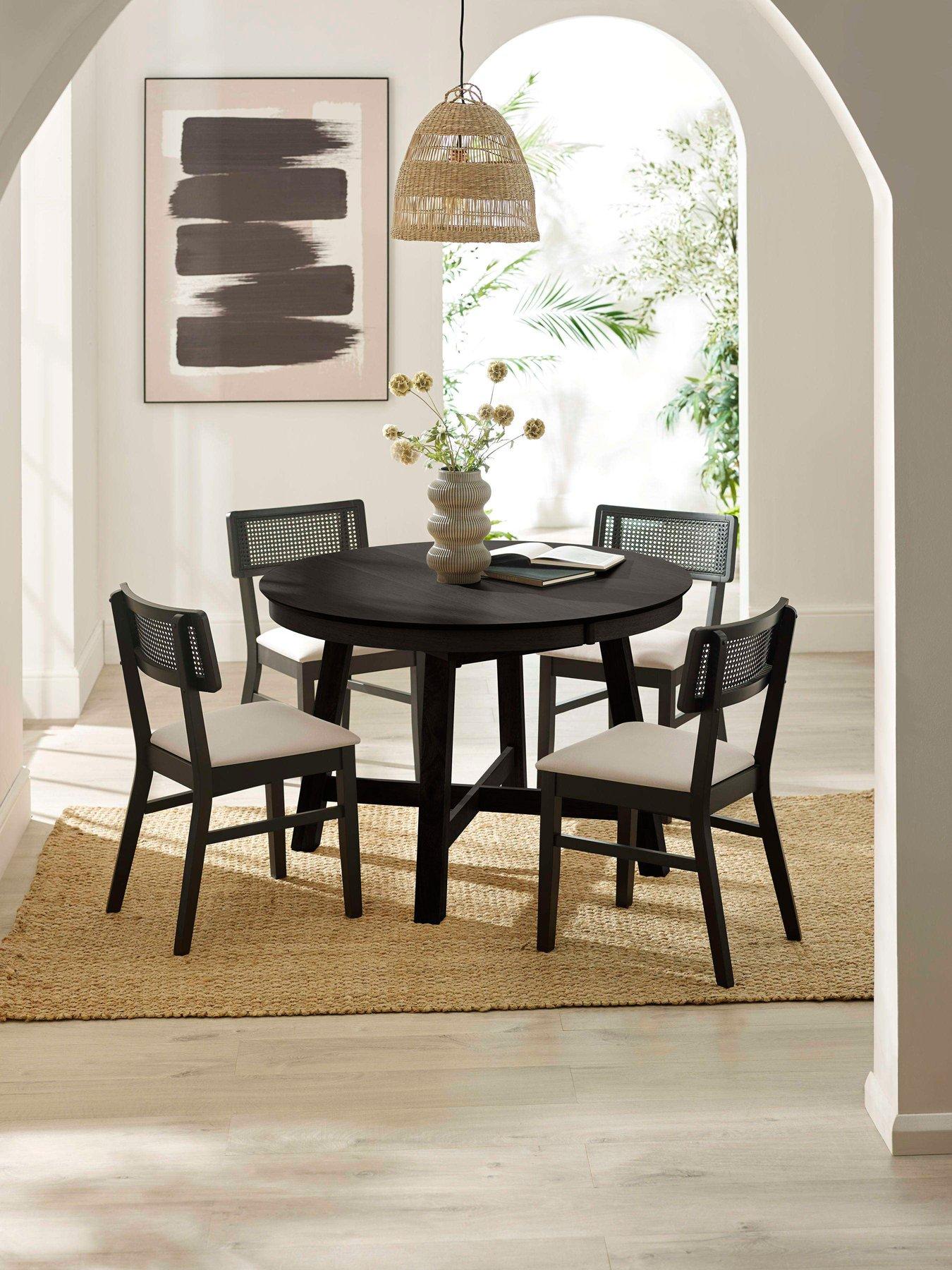 Image 1 of 6 of Julian Bowen Annika Black Round Extending Table And 4 Chairs
