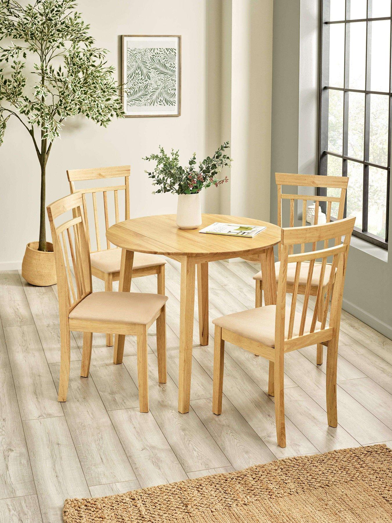 Julian Bowen Coast Oak Round Dropleaf Table And 4 Chairs