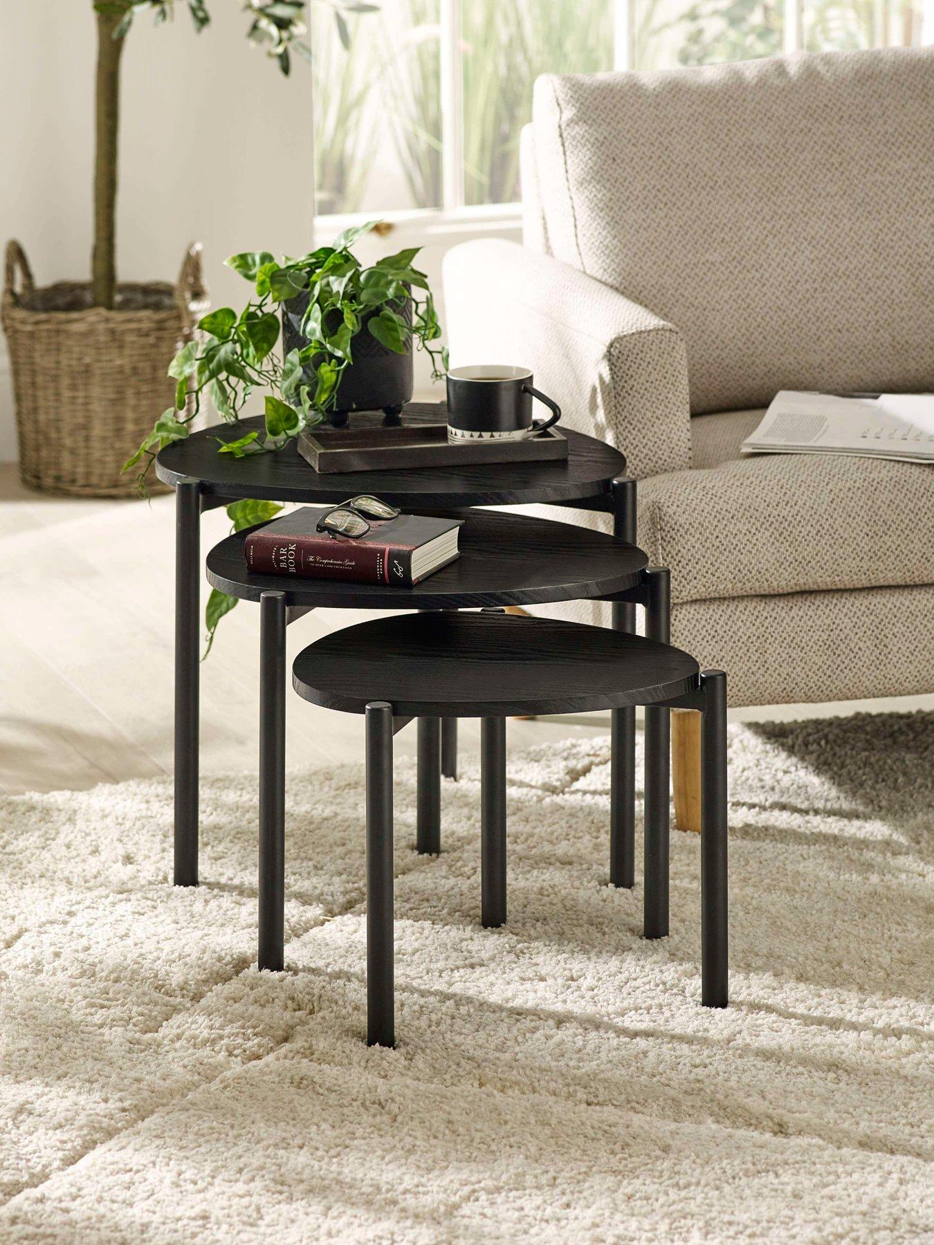 Julian Bowen Lorette Teardrop Nest Of Side Tables - Black Ash