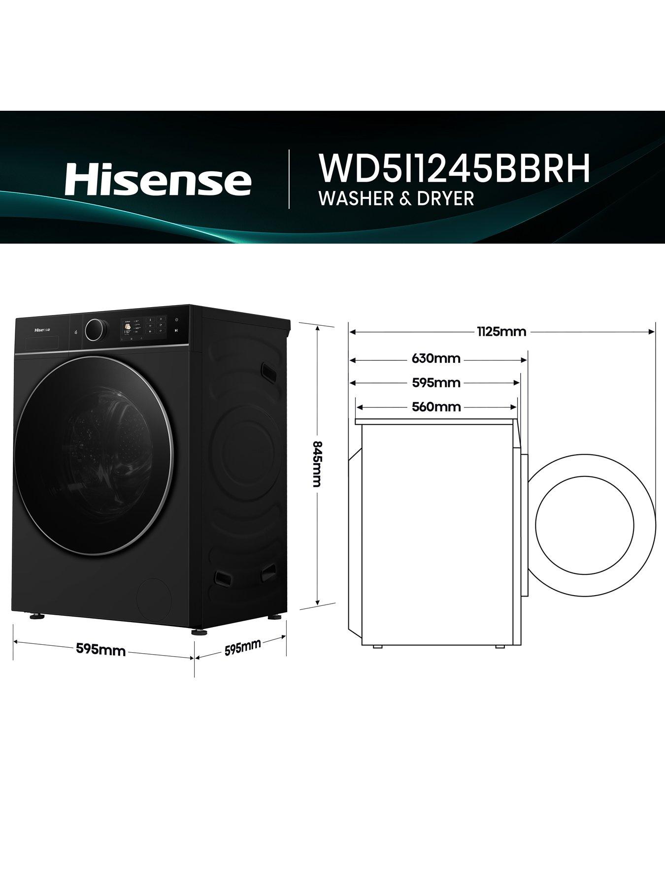 Image 6 of 7 of Hisense Hisense KitchenFit 5i Series WD5I1245BBRH WiFi-enabled 12kg/8kg, 1400 Spin Heat Pump Washer Dryer - Black - A/A Rated